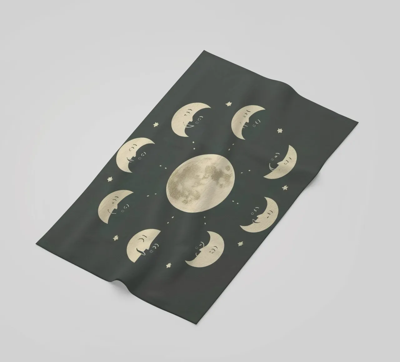 Moon faces shows full moon at center telo mare da DesignDoodle