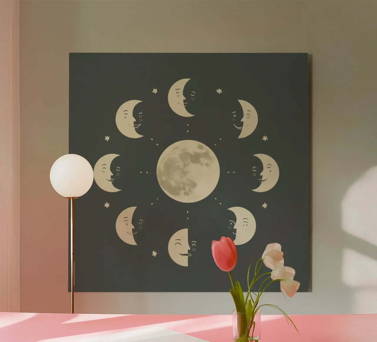 Moon faces shows full moon at center alluminio dibond da DesignDoodle