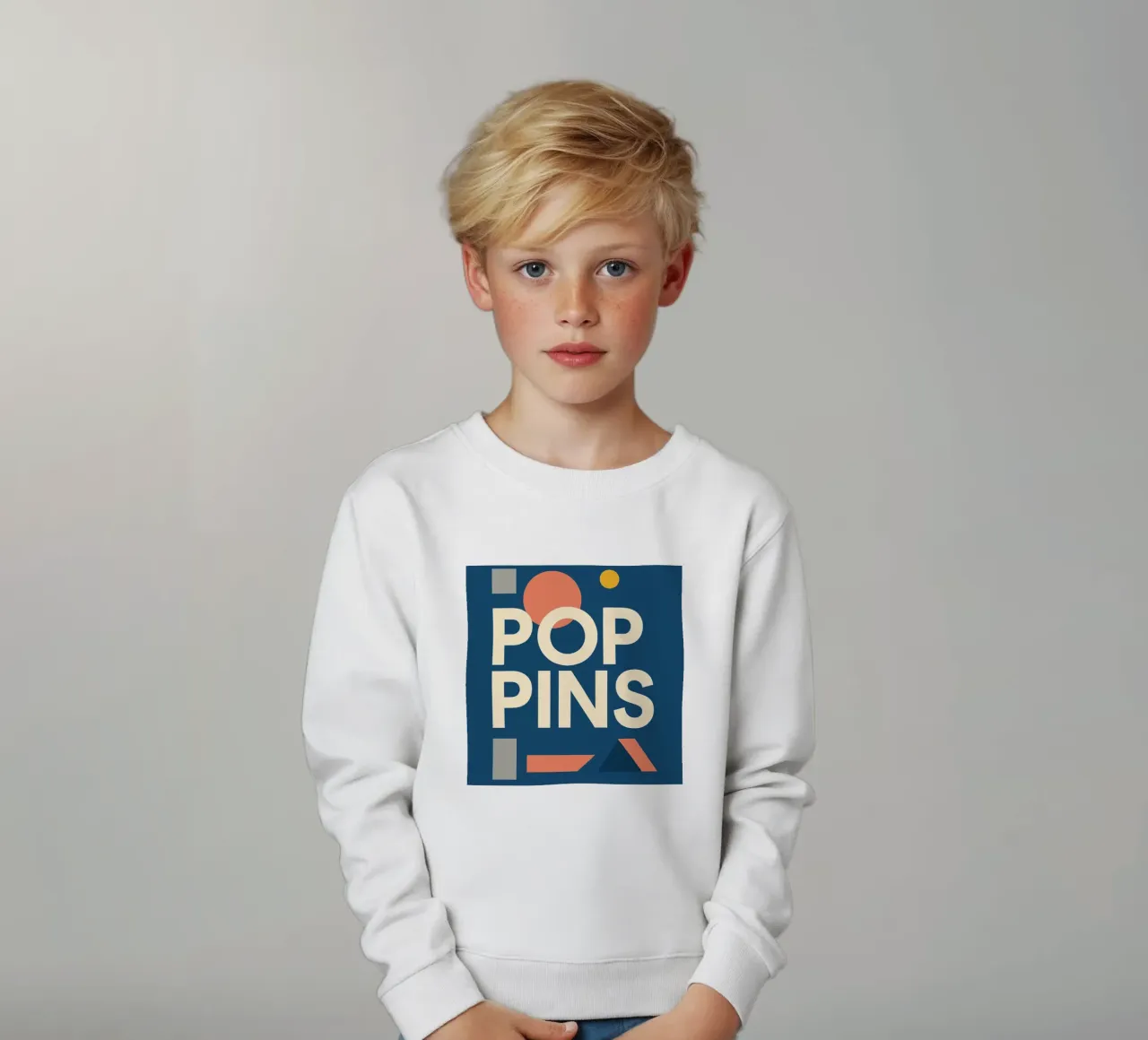 POP PINS - Tipografia felice e forme giocose felpa bambino da Art Typo Essentiel