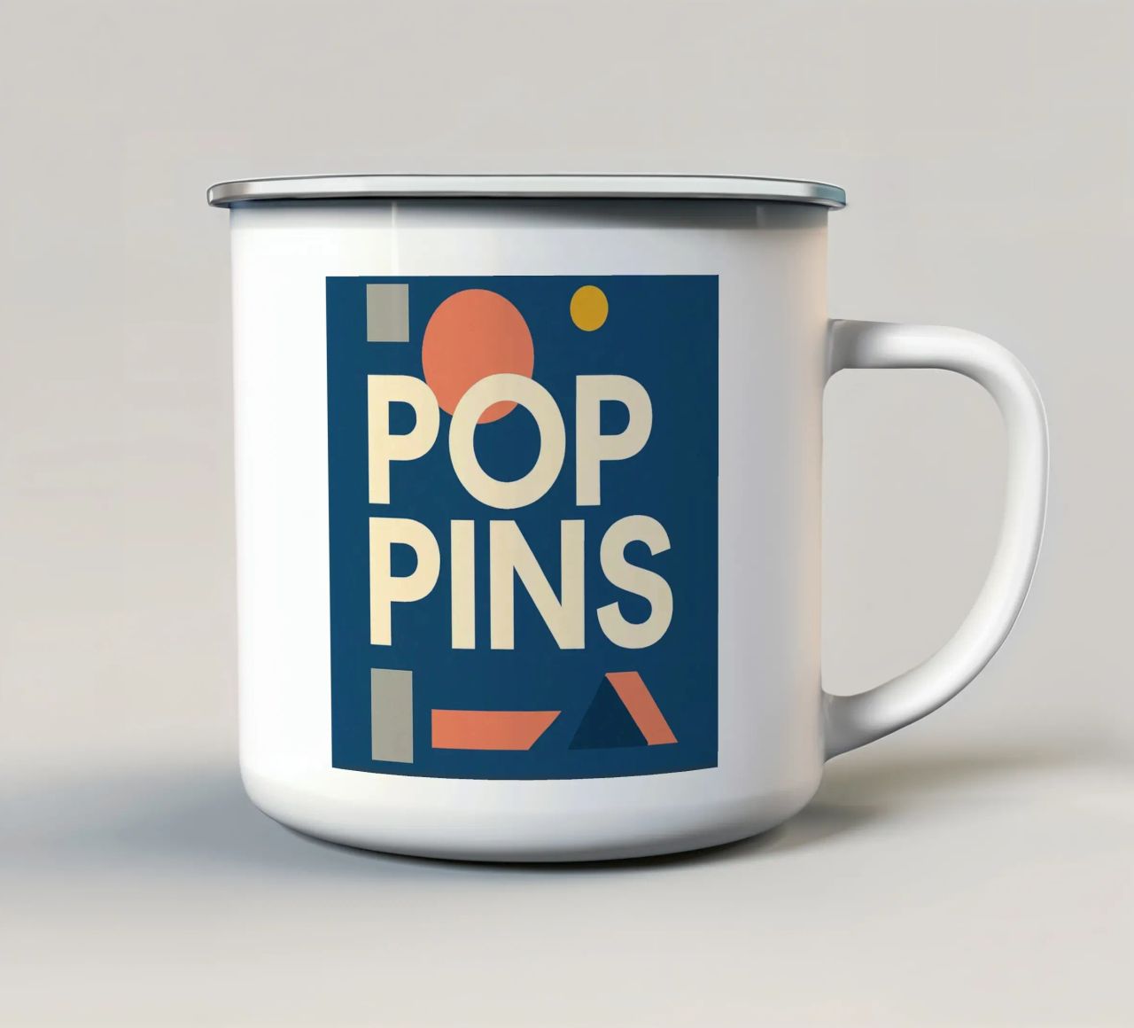 POP PINS - Tipografia felice e forme giocose tazza in smalto da Art Typo Essentiel