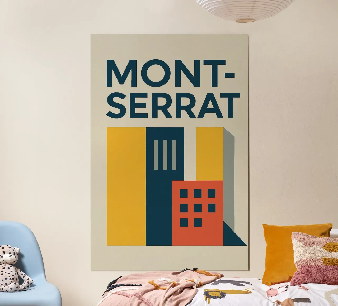 MONTSERRAT - Urbanistica in tipografia poster con telaio in legno da Art Typo Essentiel
