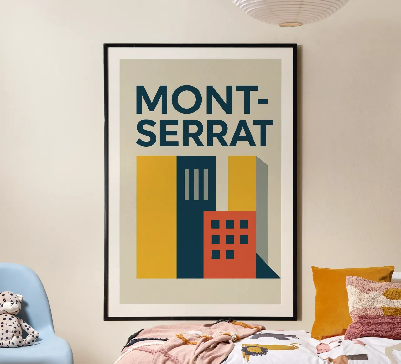 MONTSERRAT - Urbanistica in tipografia poster con telaio in legno da Art Typo Essentiel