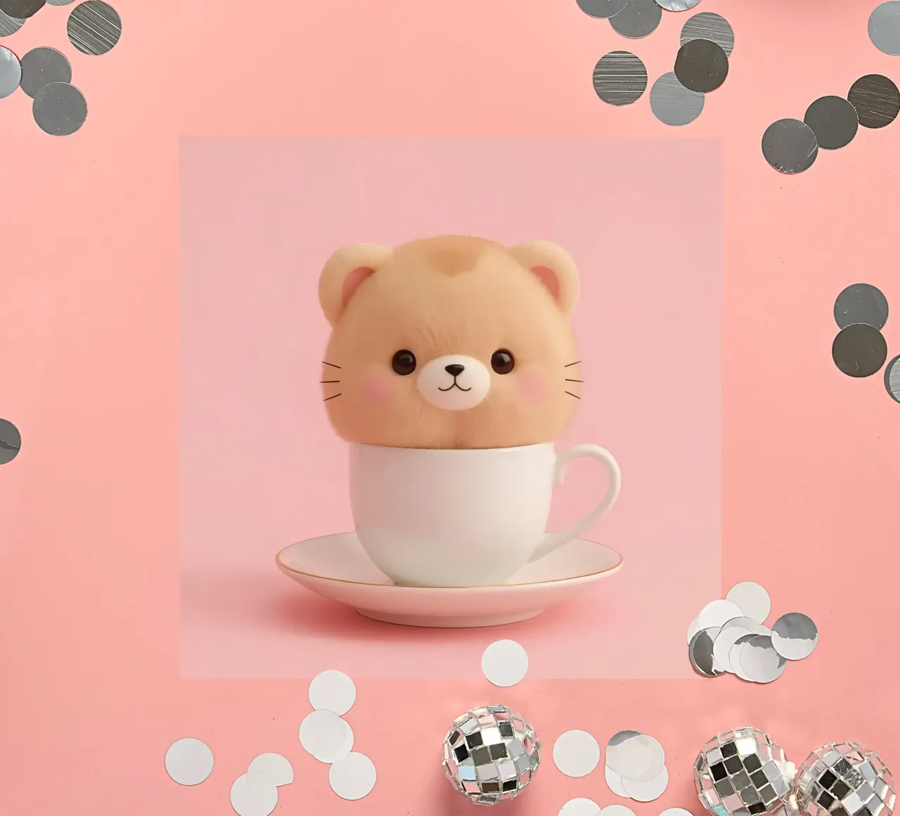 Der niedliche Plüschbär sitzt in einer weißen Teetasse auf einer passenden Sau Sticker von DesignDoodle