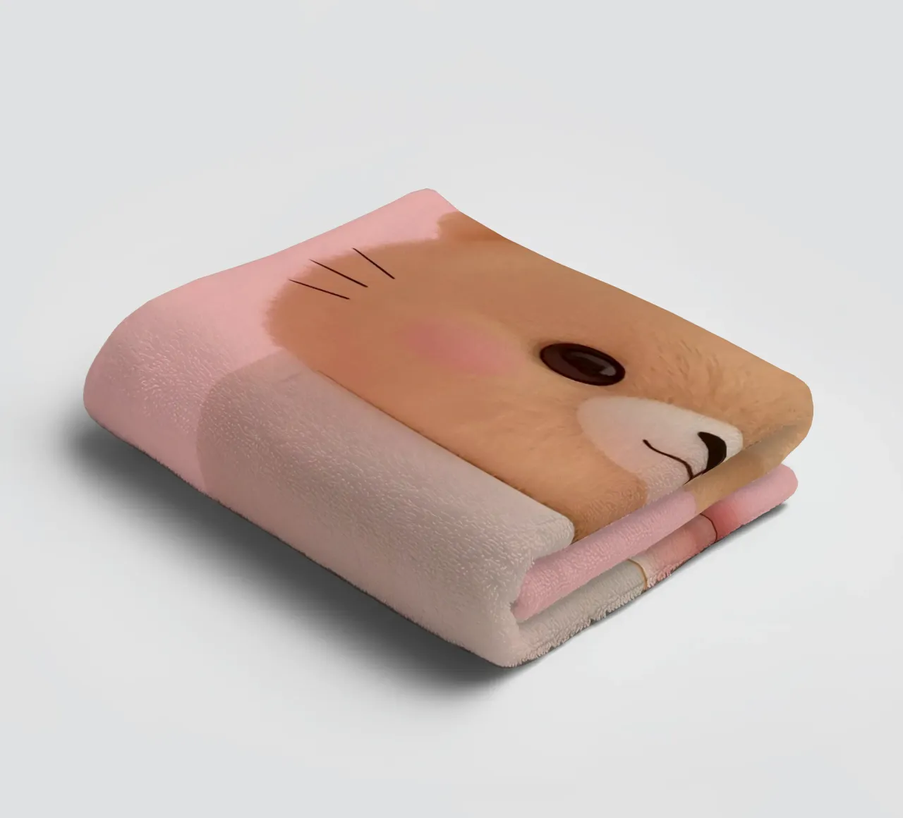 Cute bear plush sits inside a white teacup on a matching sau towel by DesignDoodle
