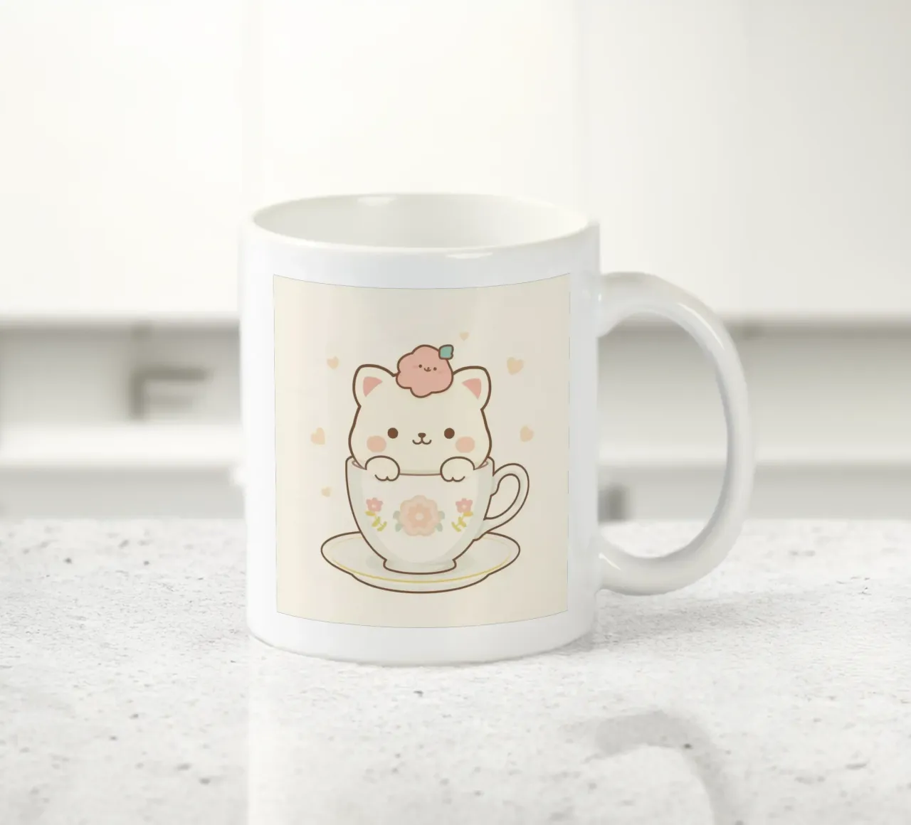 Carino il carretto bianco all'interno di una tazza da tè floreale tazza in ceramica da DesignDoodle