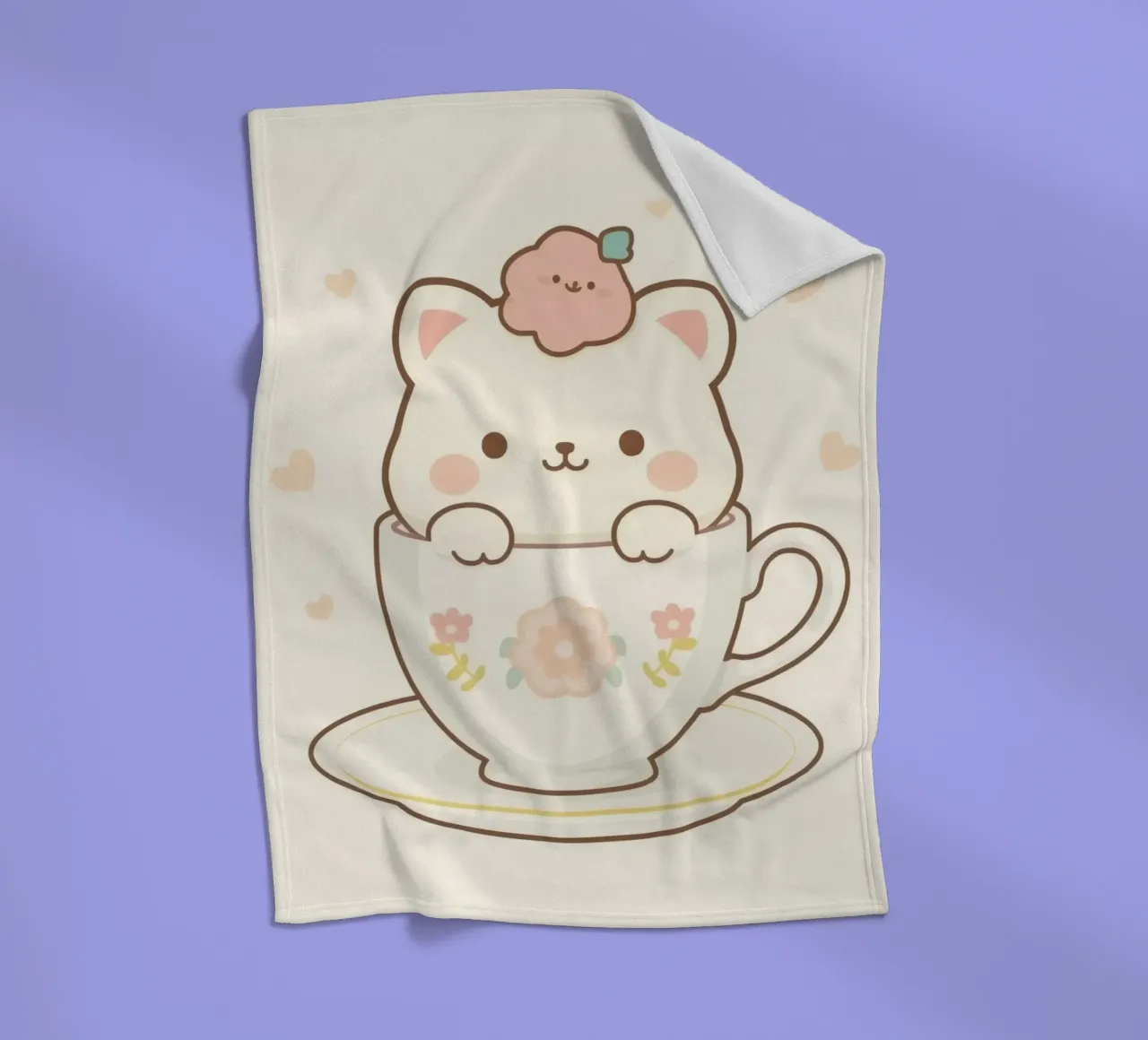 Niedliche weiße Autositzchen in einer geblümten Teetasse Fleecedecke von DesignDoodle