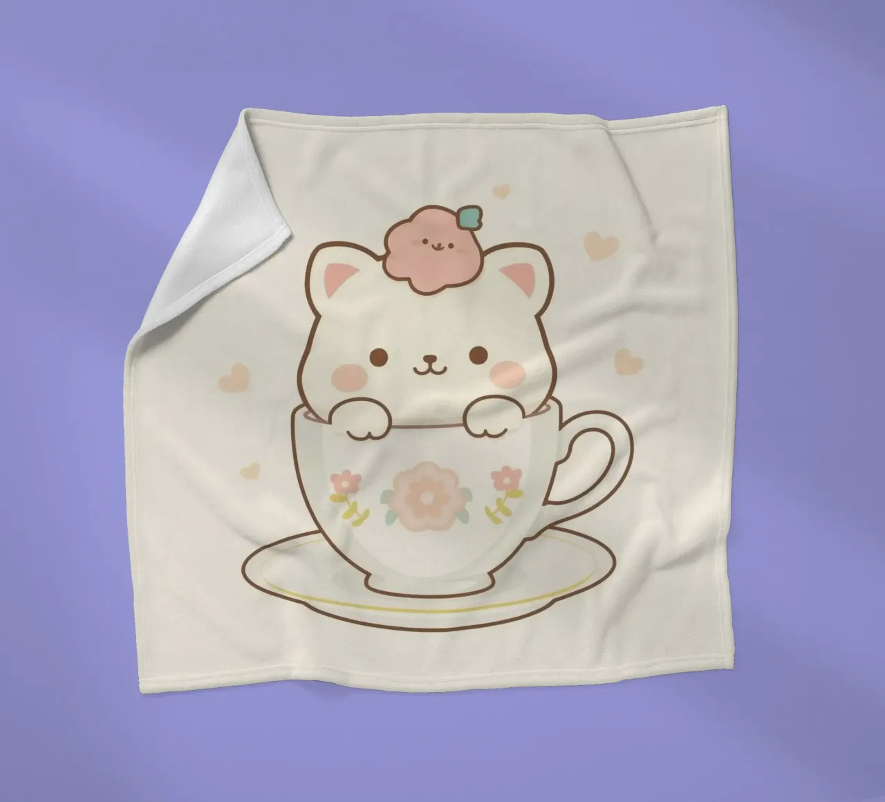 Niedliche weiße Autositzchen in einer geblümten Teetasse Fleecedecke von DesignDoodle