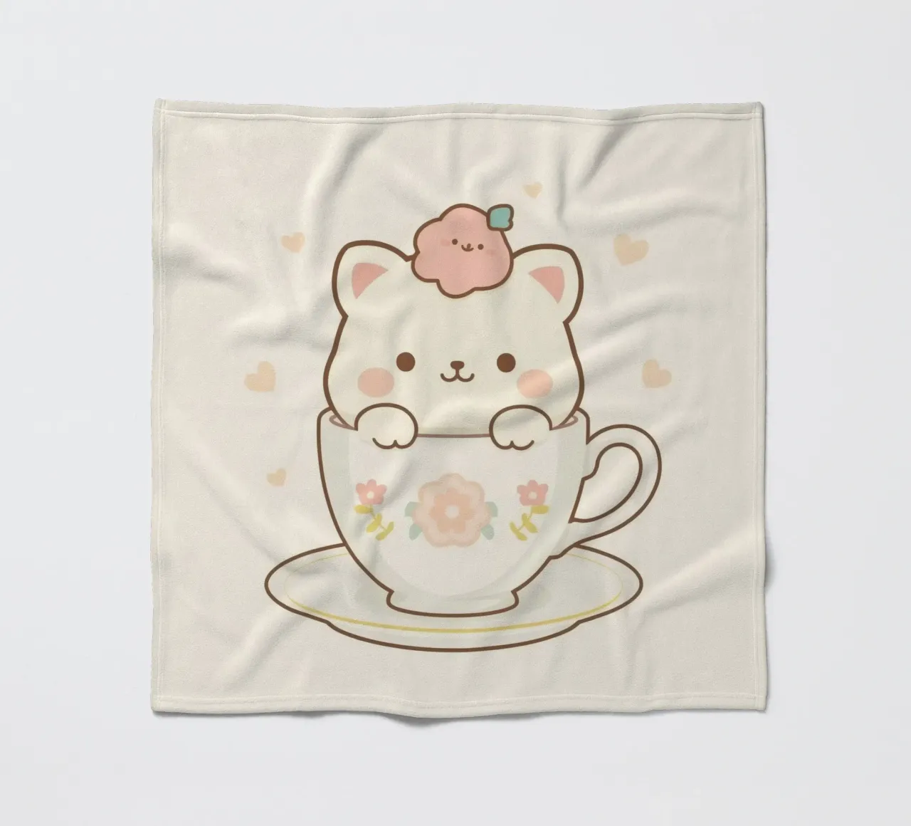 Niedliche weiße Autositzchen in einer geblümten Teetasse Fleecedecke von DesignDoodle