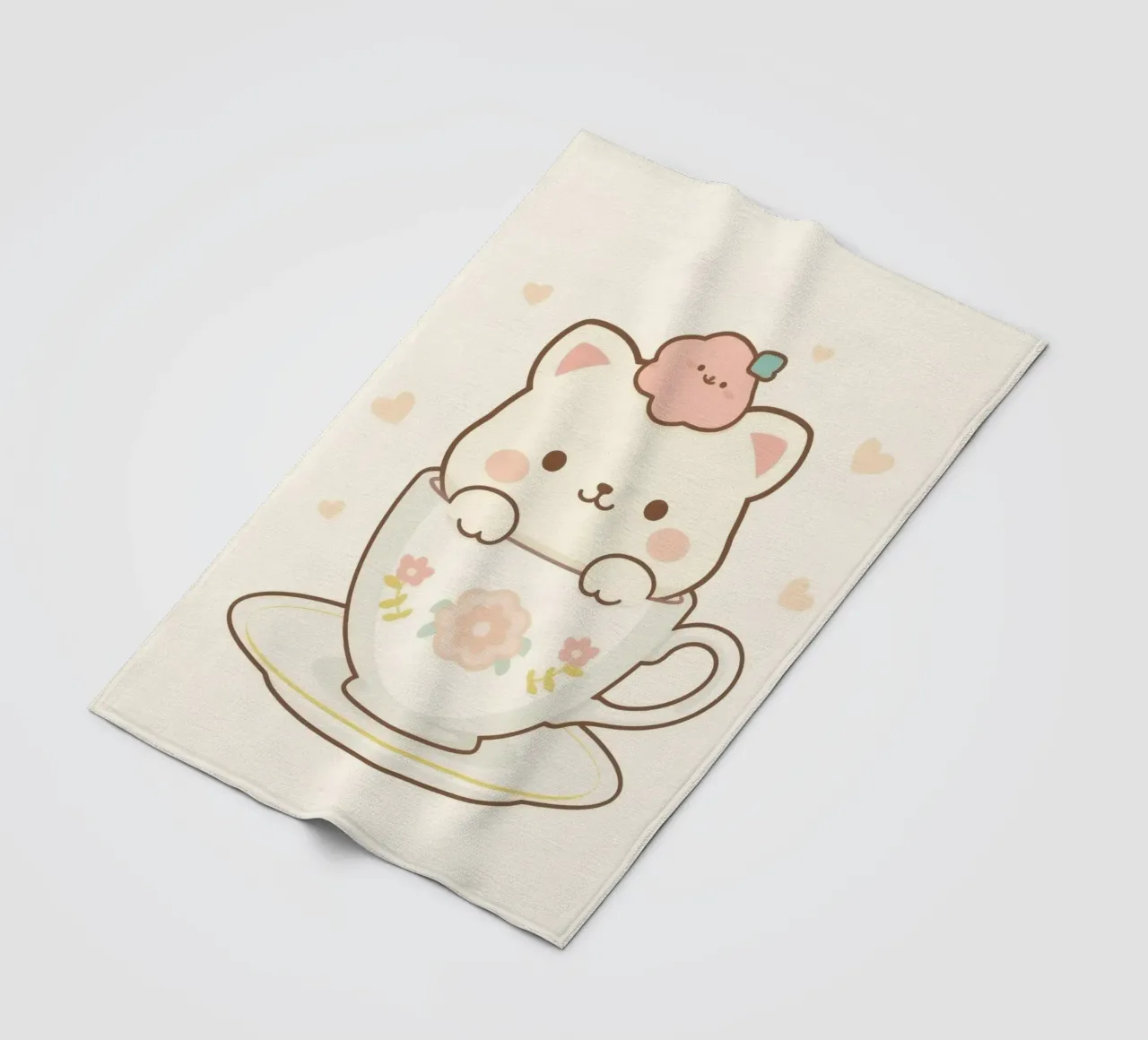 Niedliche weiße Autositzchen in einer geblümten Teetasse Fleecedecke von DesignDoodle