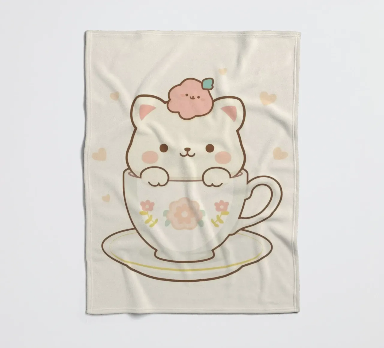 Niedliche weiße Autositzchen in einer geblümten Teetasse Fleecedecke von DesignDoodle