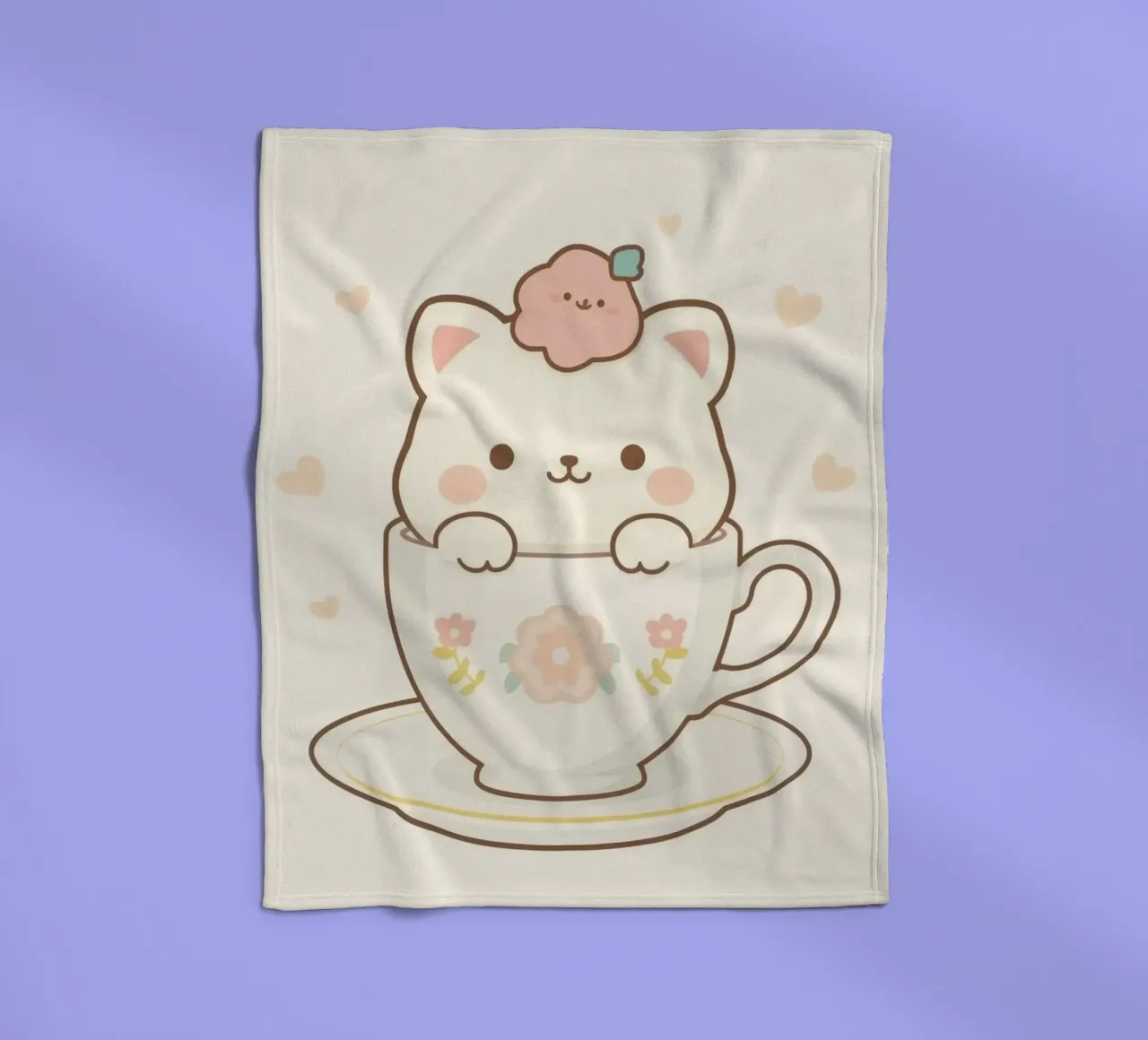 Niedliche weiße Autositzchen in einer geblümten Teetasse Fleecedecke von DesignDoodle