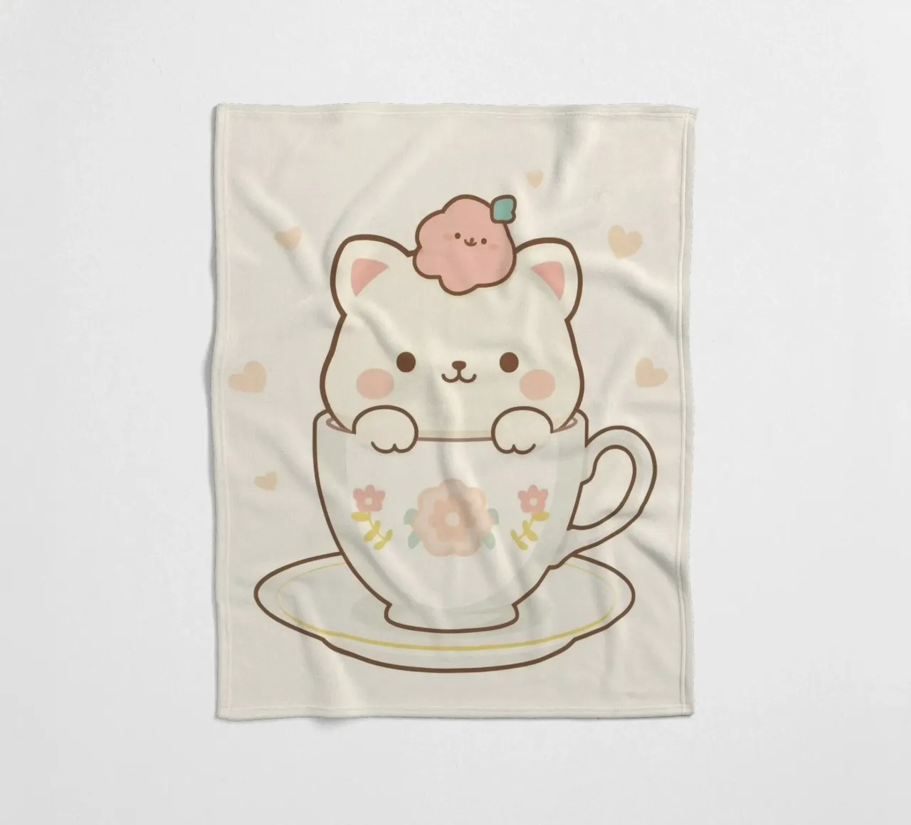 Niedliche weiße Autositzchen in einer geblümten Teetasse Fleecedecke von DesignDoodle