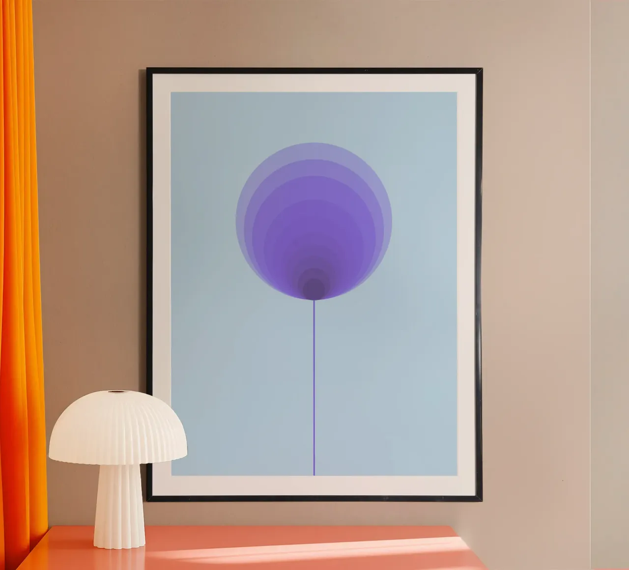 Fiore lecca-lecca viola - Motivo floreale geometrico, Arte moderna poster con telaio in legno da Lilou Art