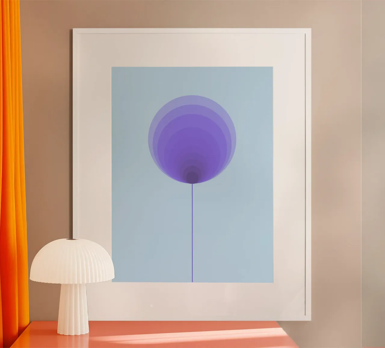 Fiore lecca-lecca viola - Motivo floreale geometrico, Arte moderna poster con telaio in legno da Lilou Art