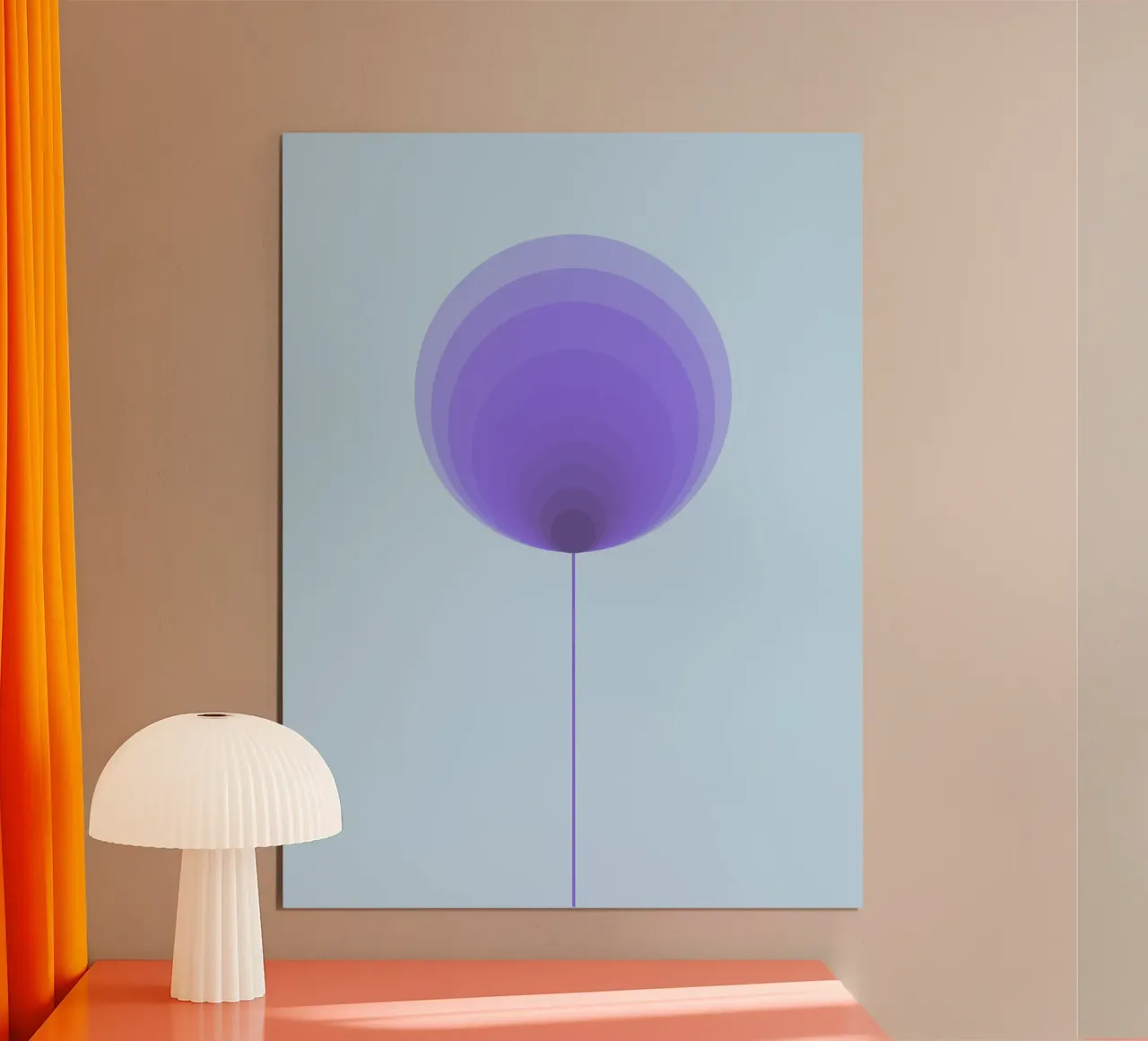 Fiore lecca-lecca viola - Motivo floreale geometrico, Arte moderna poster con telaio in legno da Lilou Art