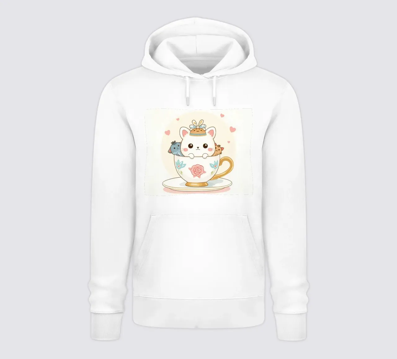 Teneri gattini all'interno di una tazza da tè decorata felpa con cappuccio da DesignDoodle