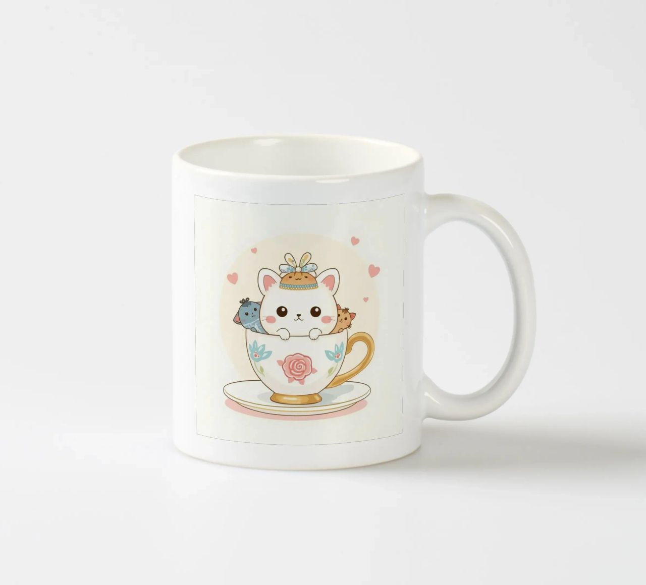 Mignons chatons à l'intérieur d'une tasse à thé décorée mug en céramique de DesignDoodle