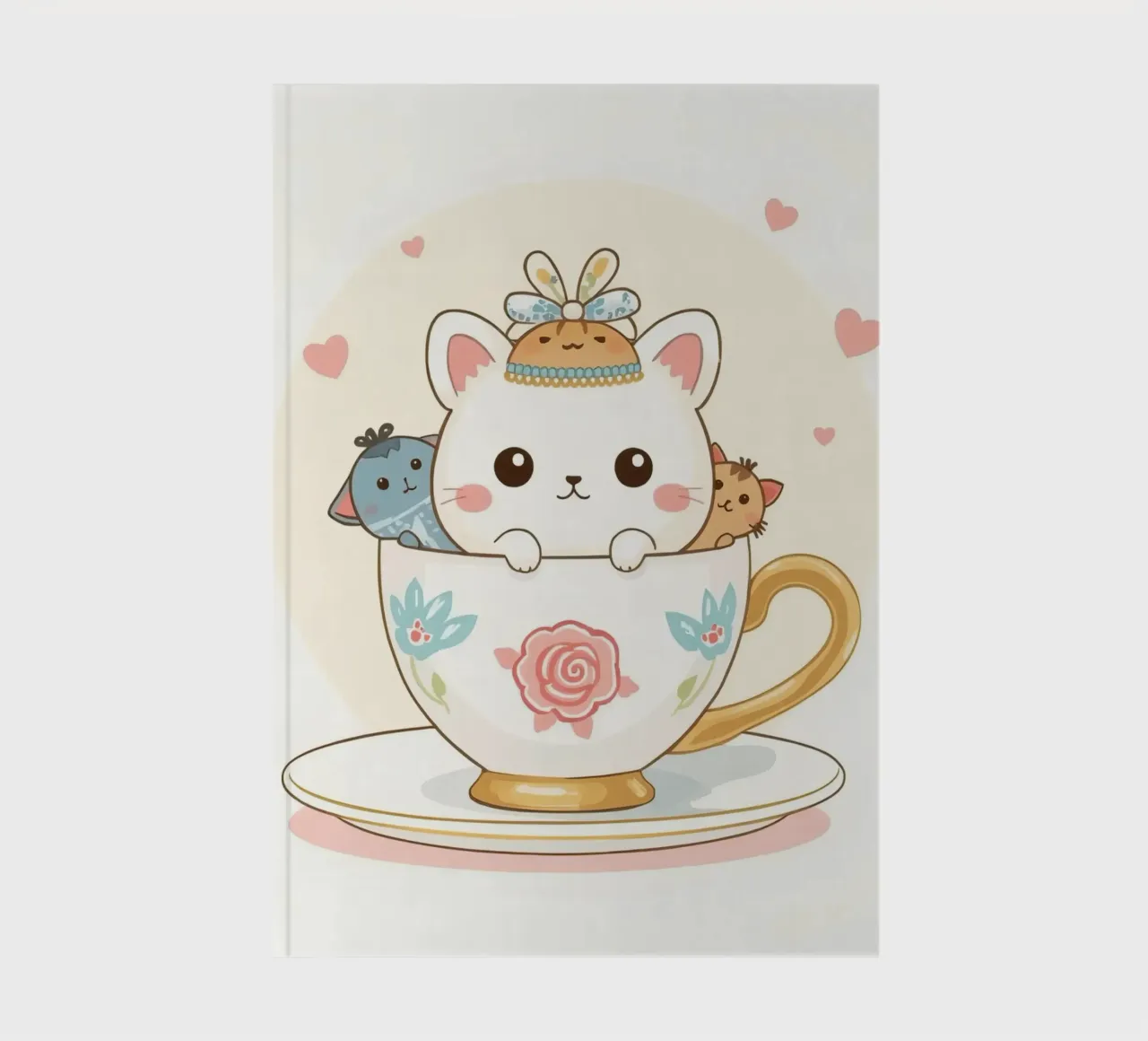 Mignons chatons à l'intérieur d'une tasse à thé décorée carnet de notes de DesignDoodle