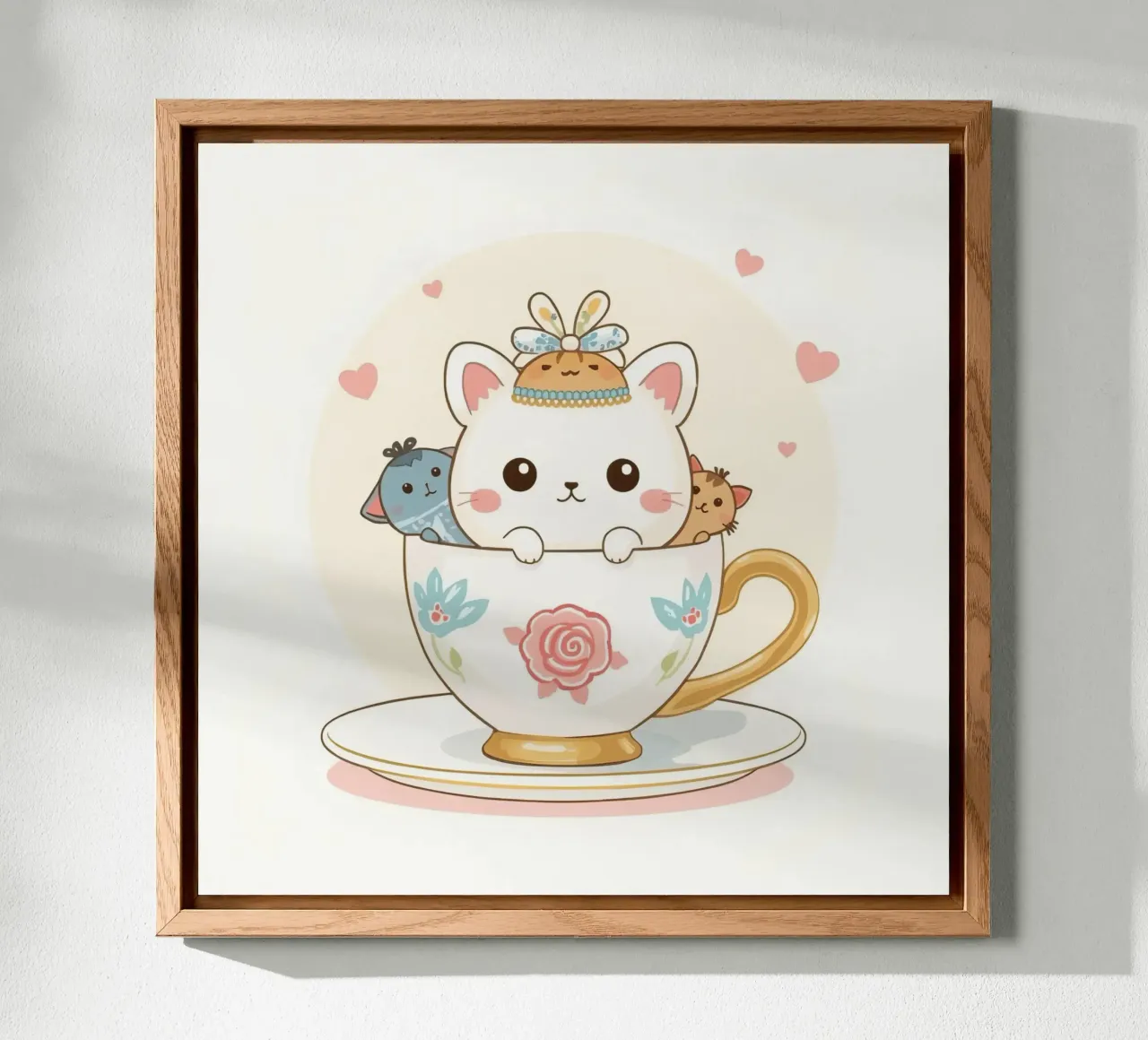 Teneri gattini all'interno di una tazza da tè decorata alluminio dibond da DesignDoodle