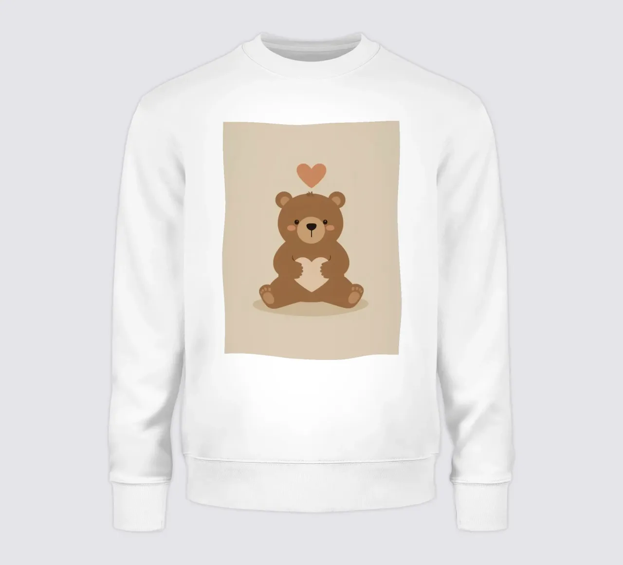 Cartone animato orso bruno è seduto e tiene il cuore felpa da DesignDoodle