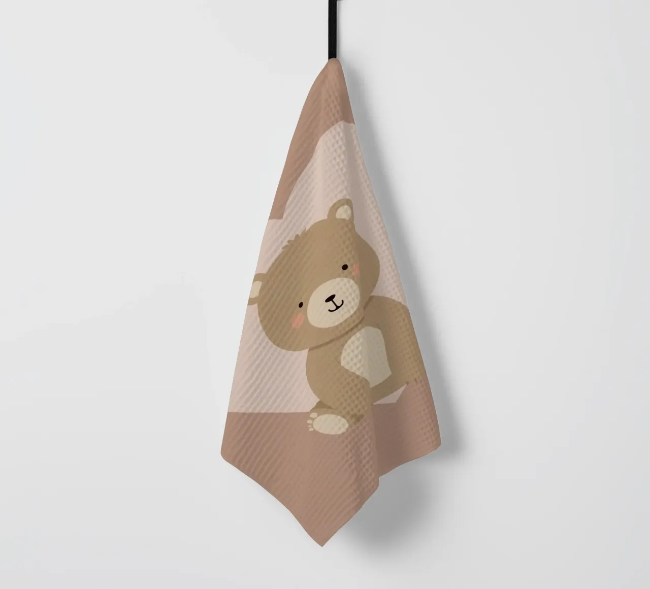 Mignon ours en peluche assis, style bande dessinée simple, art du cœur torchon de DesignDoodle