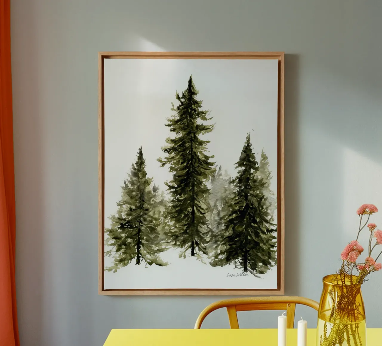 Stilles Wäldchen Leinwand mit Schattenfugenrahmen von Luke Wilder Studio