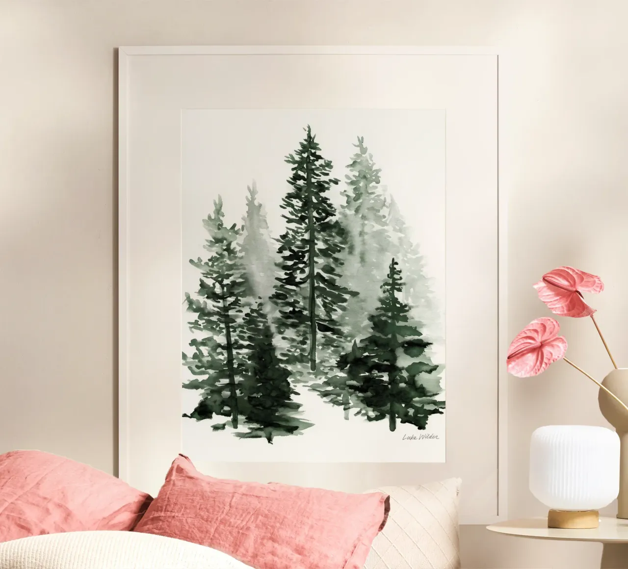 Pini sussurranti nella nebbia poster da Luke Wilder Studio