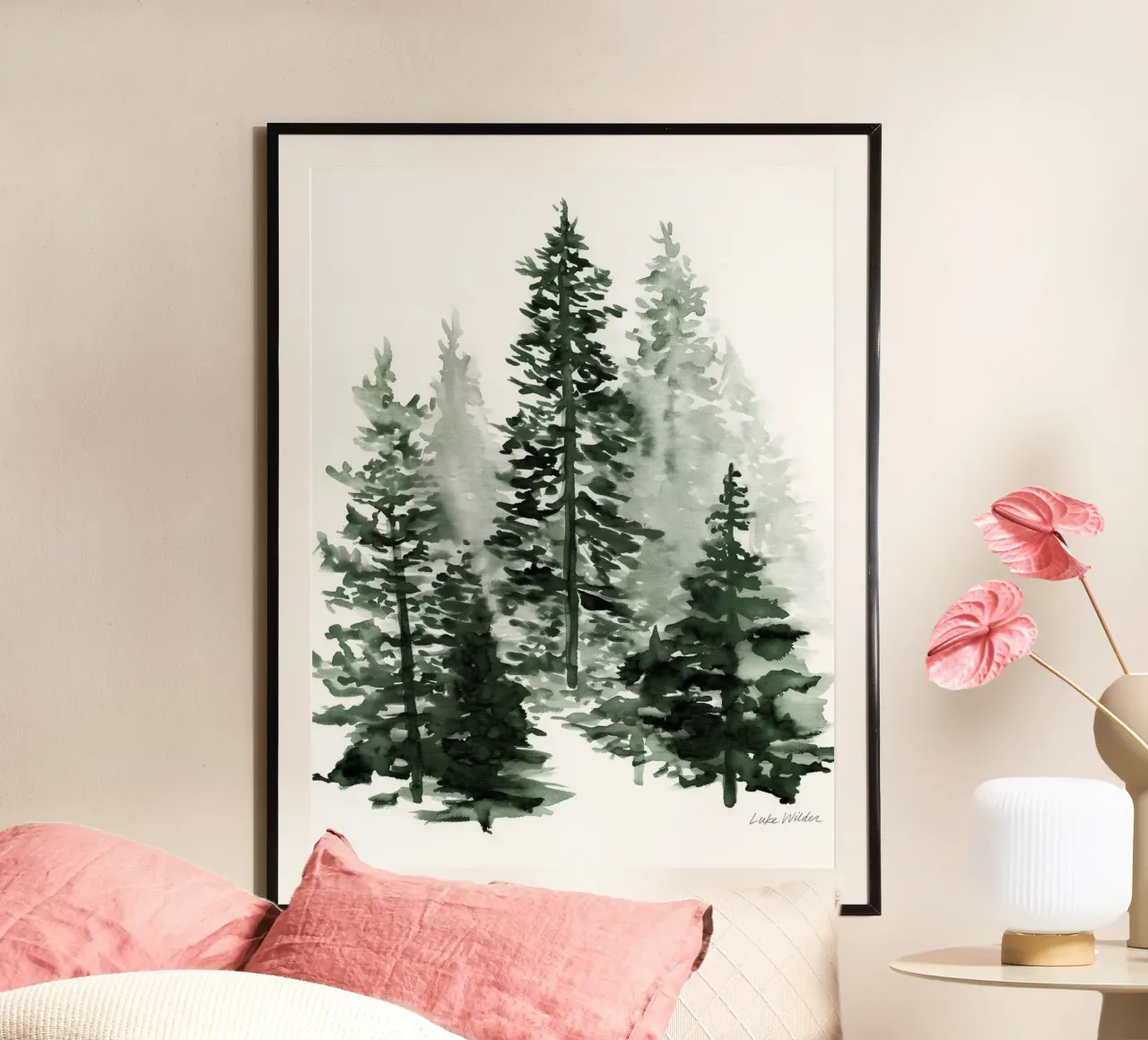 Pini sussurranti nella nebbia poster da Luke Wilder Studio