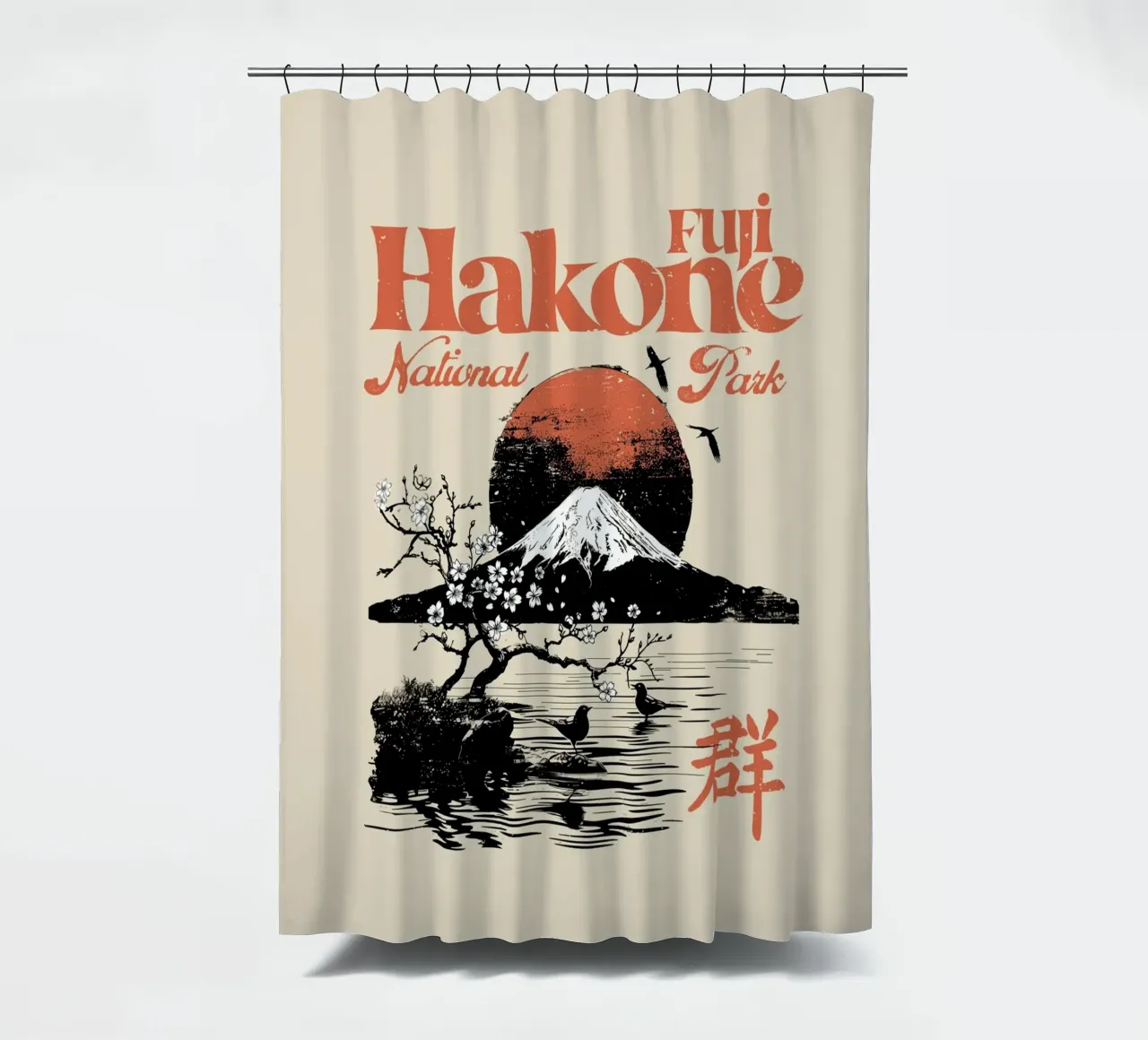 Fuji Hakone Park Duschvorhang von 2toastdesign