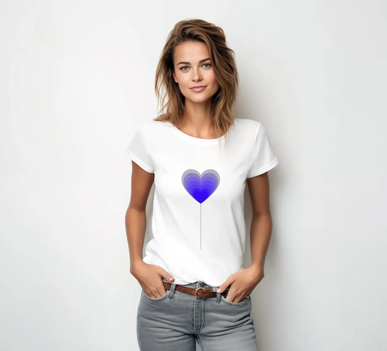 Design fiore cuore - fiore lecca-lecca viola, minimalista t-shirt da donna da Lilou Art