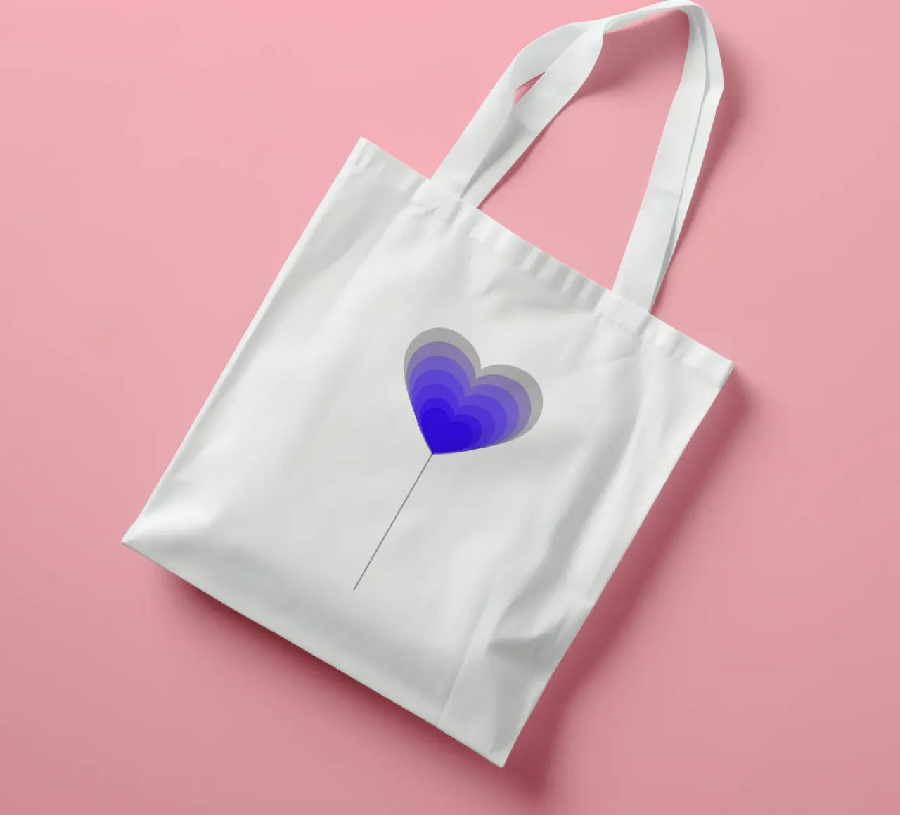 Design fiore cuore - fiore lecca-lecca viola, minimalista borsa in juta da Lilou Art