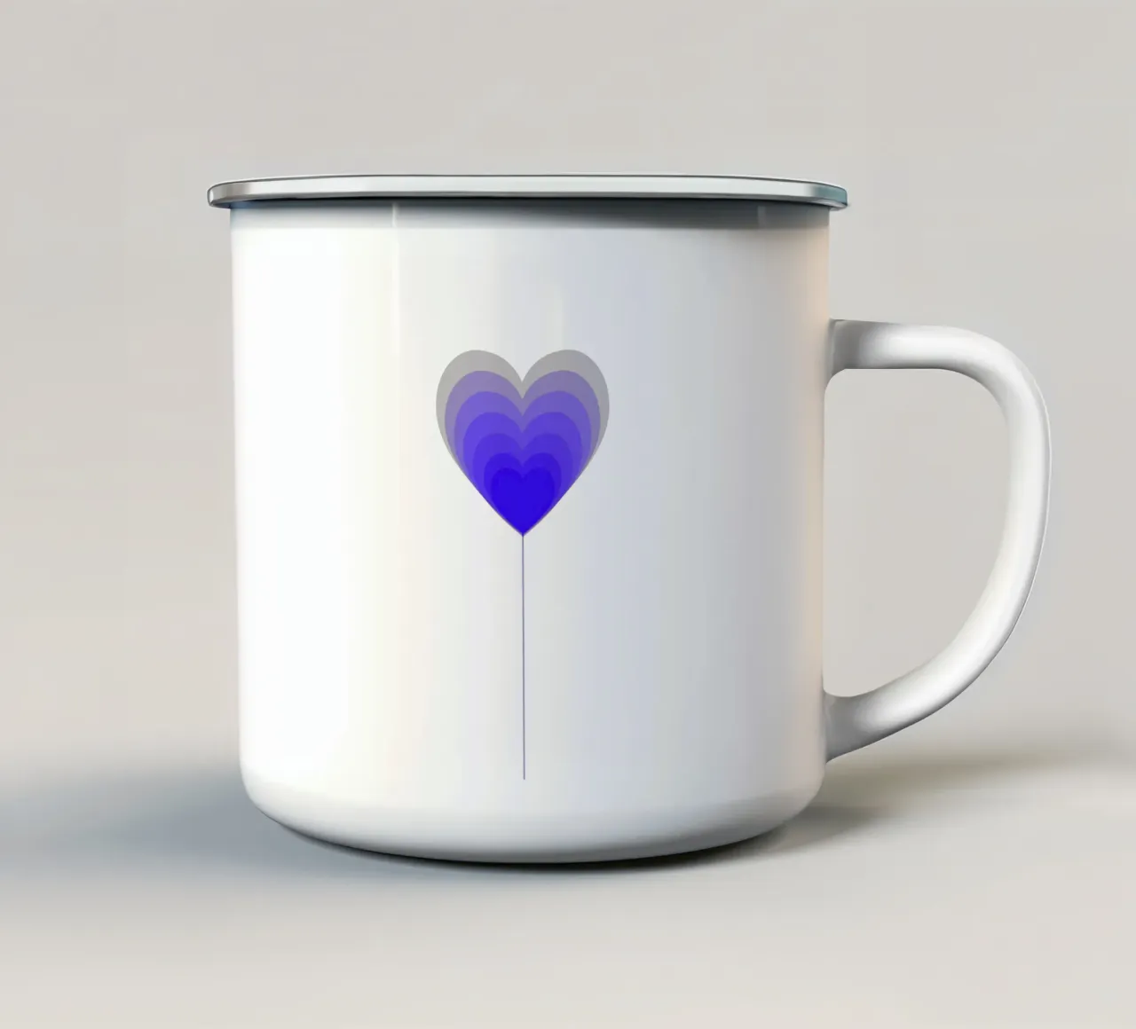 Design fiore cuore - fiore lecca-lecca viola, minimalista tazza in smalto da Lilou Art
