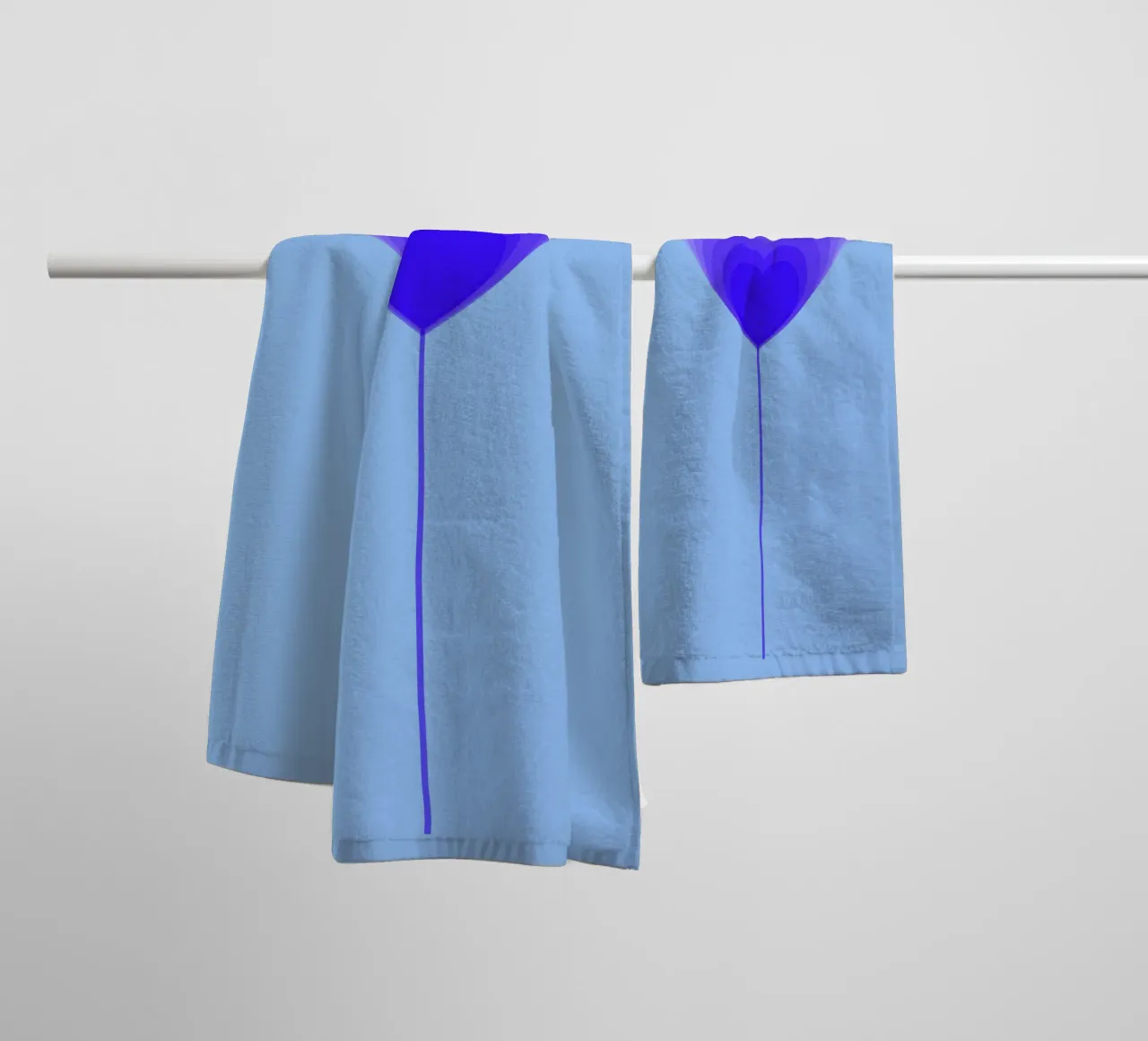 Design fiore cuore - fiore lecca-lecca viola, minimalista asciugamano da bagno da Lilou Art