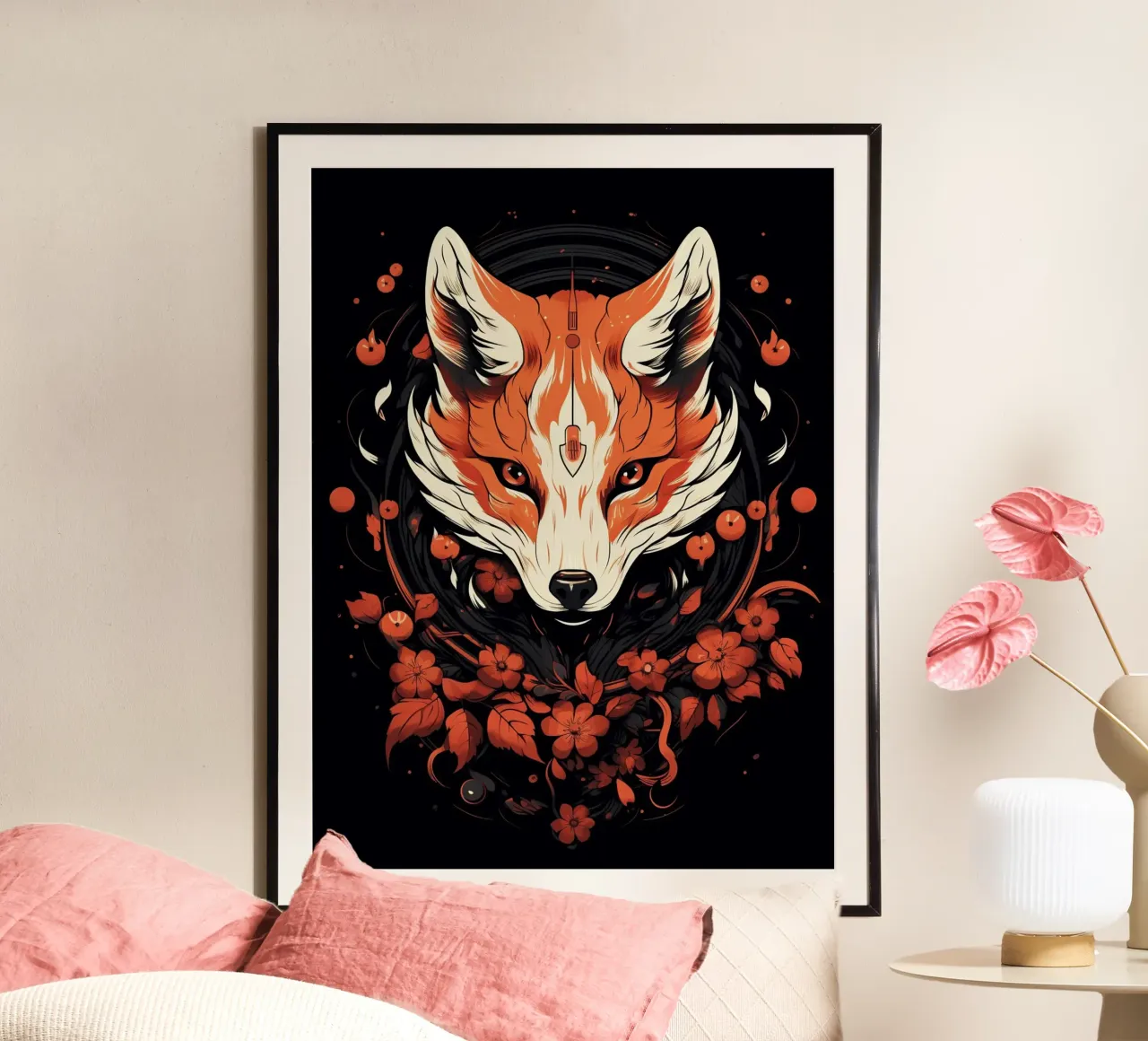 Floral foxy poster con telaio in alluminio da 2toastdesign