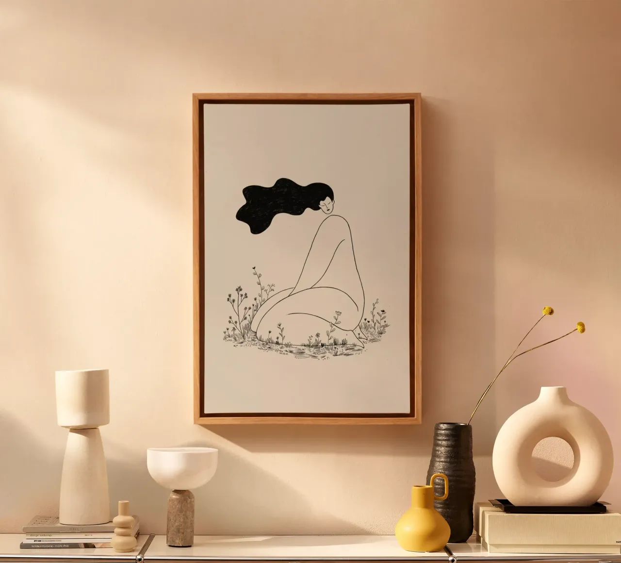 At One with Nature canvas with Floater frame by Graphite
