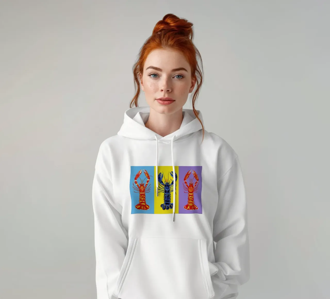 Lobster Love Pop Art felpa con cappuccio da Alice Straker