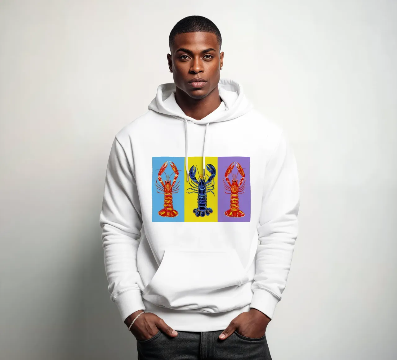 Lobster Love Pop Art felpa con cappuccio da Alice Straker