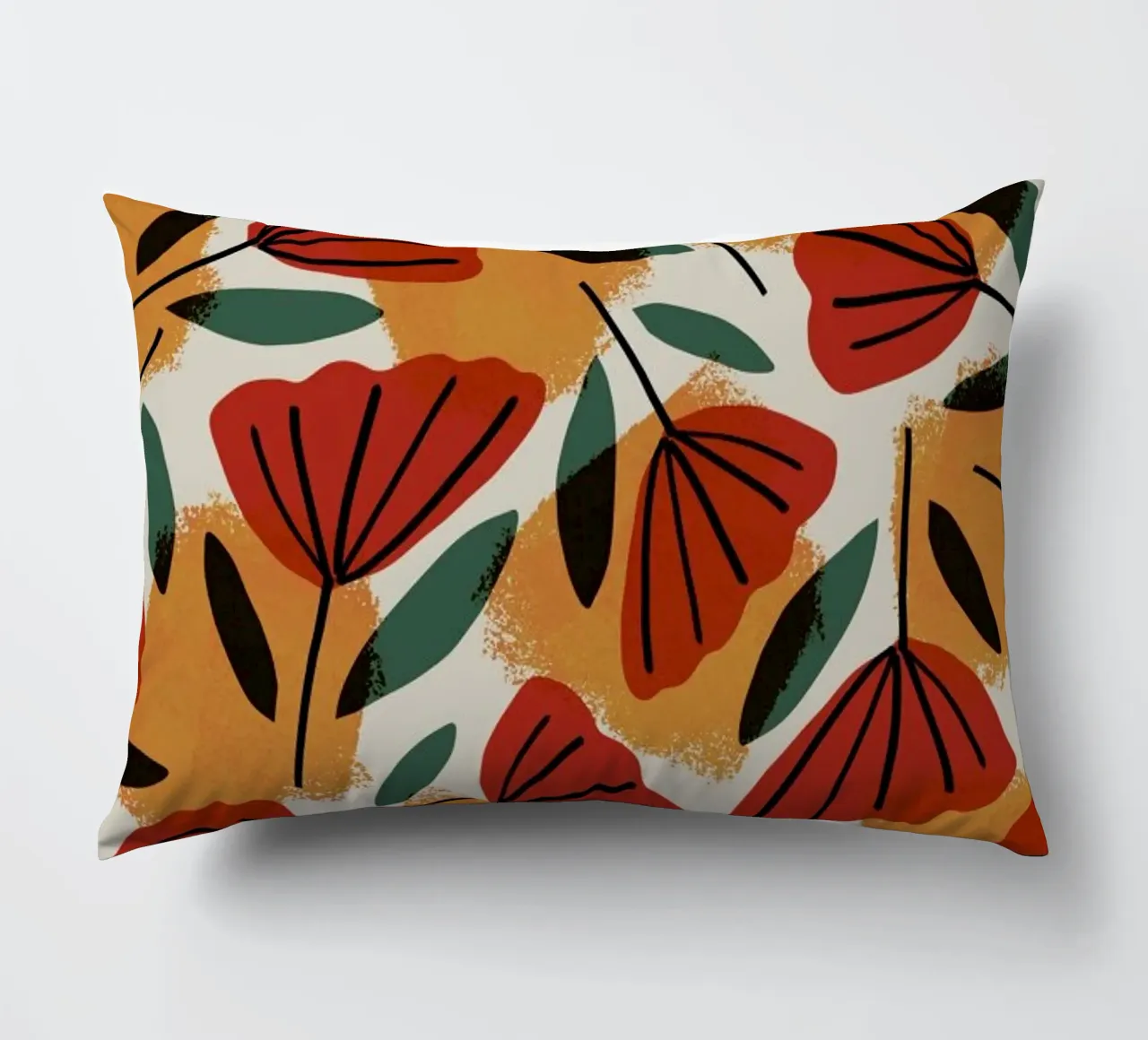 Orange Tulips Pattern cuscino da treechild