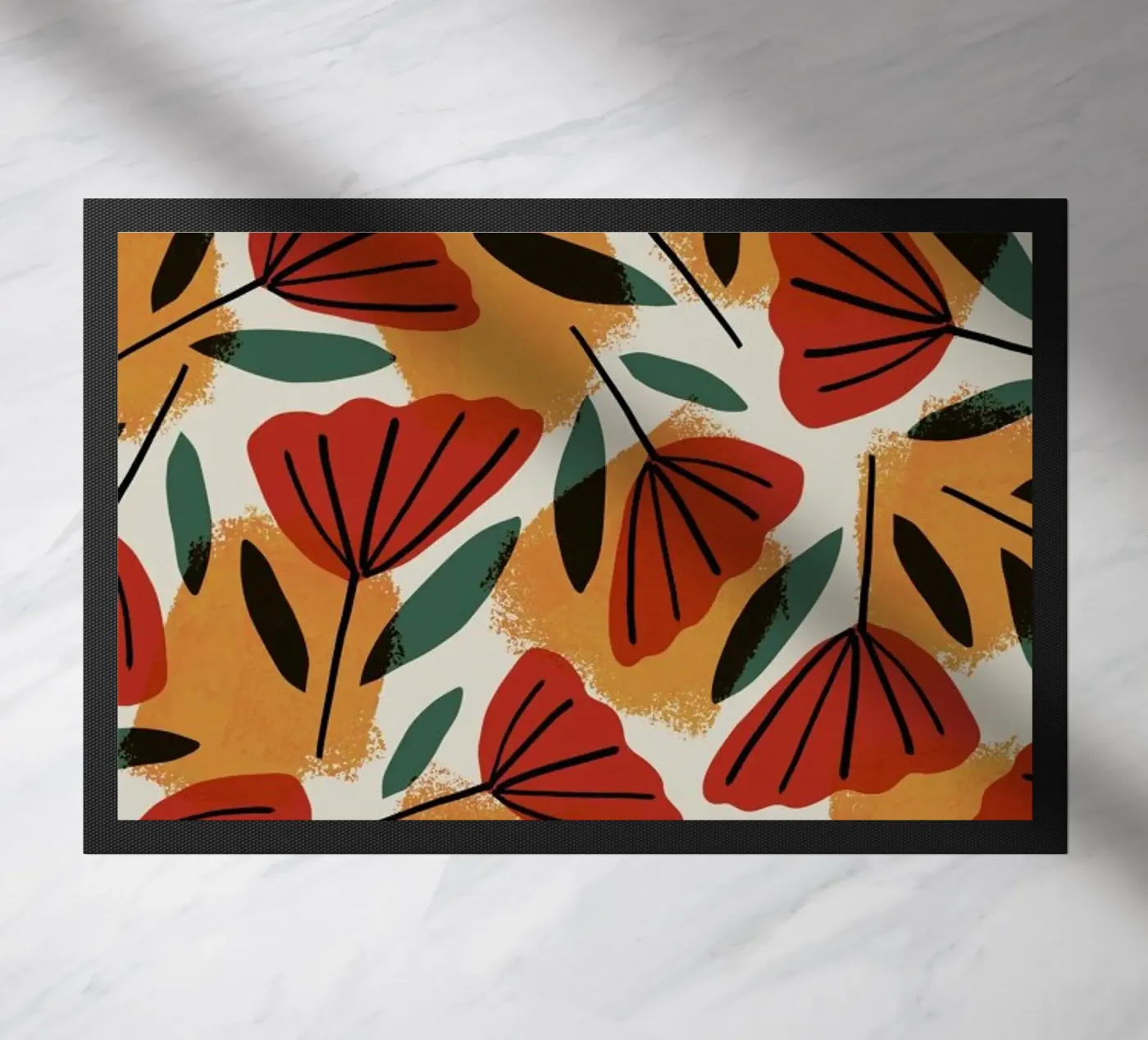 Orange Tulips Pattern Fußmatte von treechild