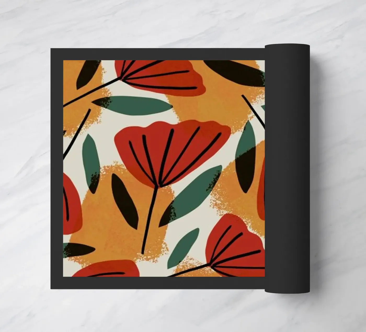 Orange Tulips Pattern Fußmatte von treechild