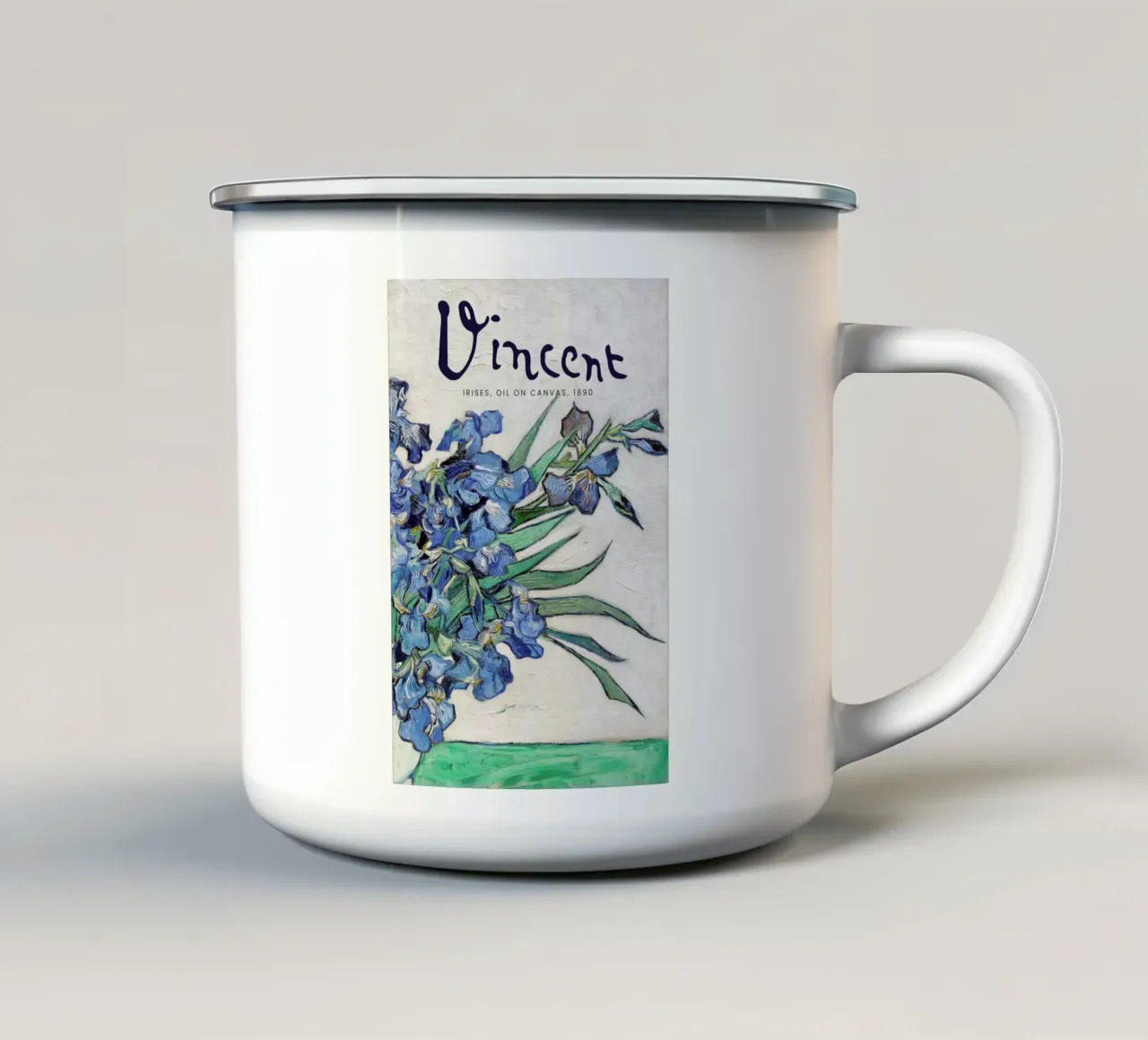 Signed, Vincent – Irises tazza in smalto da Vintage by JUNIQE