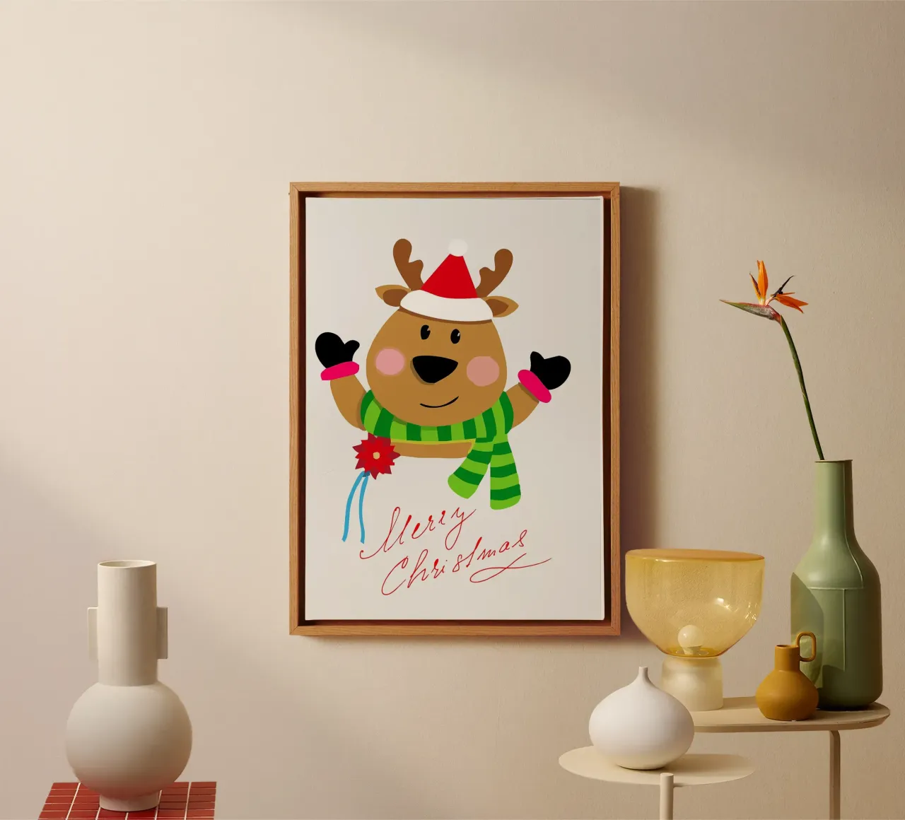 Merry cristmas Animal canvas by Brandi N Huskey