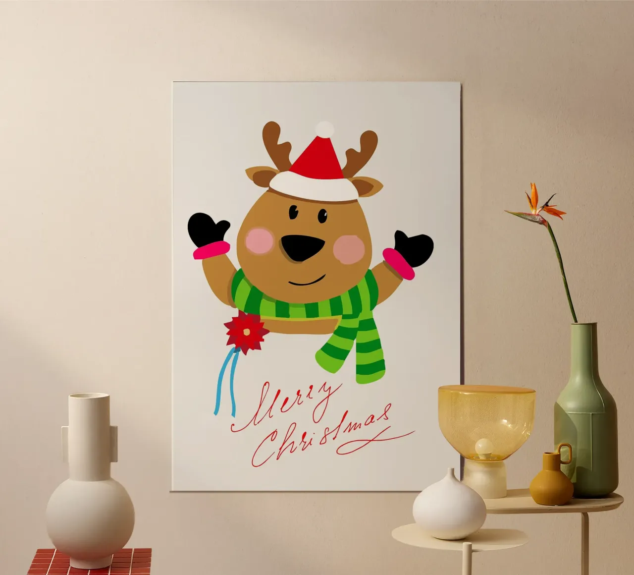 Buon Natale Animale poster con telaio in legno da Brandi N Huskey