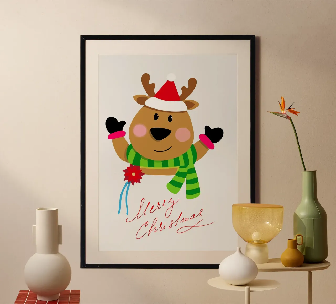 Buon Natale Animale poster con telaio in legno da Brandi N Huskey