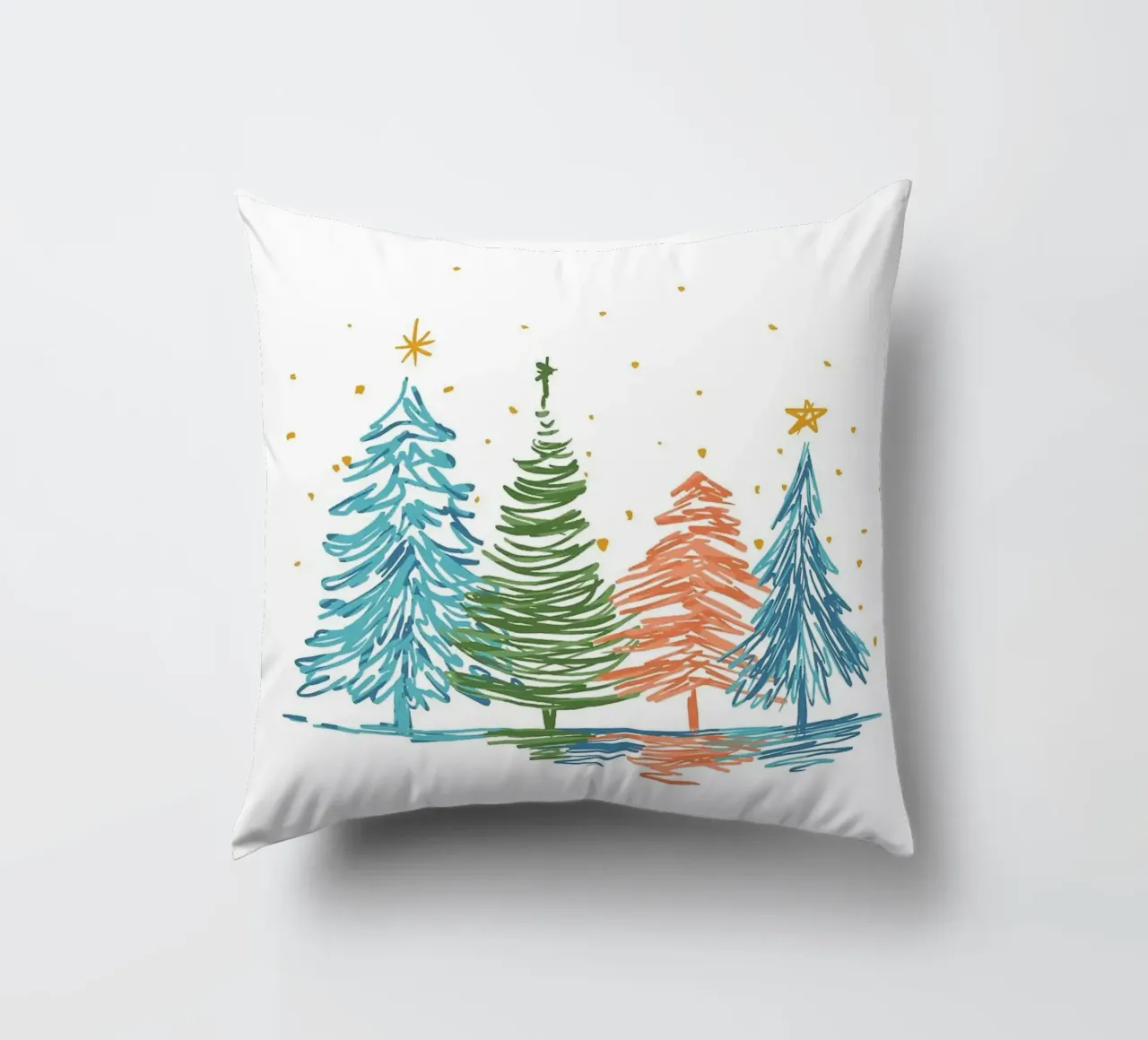 Alberi di Natale disegnati a mano cuscino da Brandi N Huskey