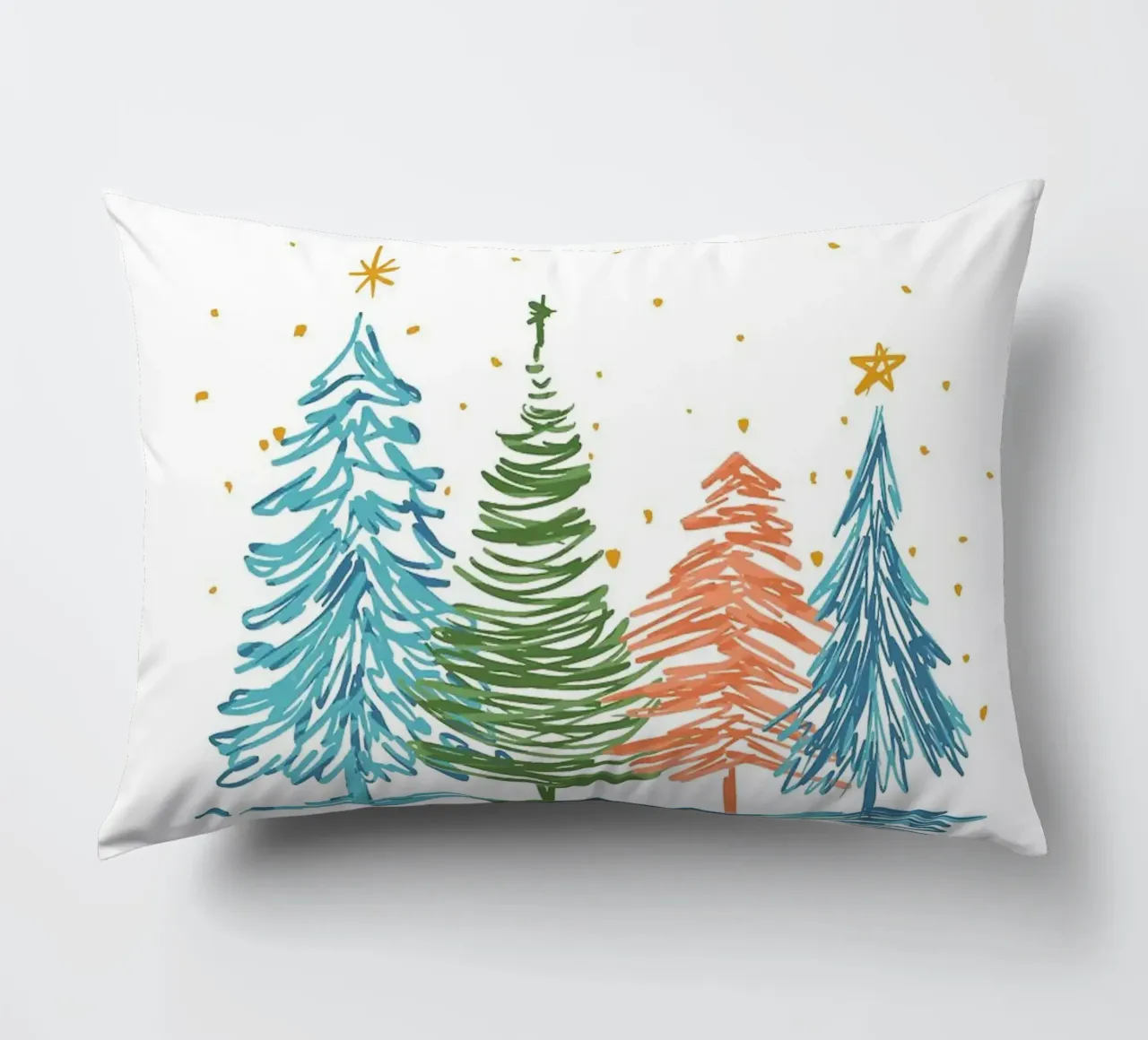 Alberi di Natale disegnati a mano cuscino da Brandi N Huskey