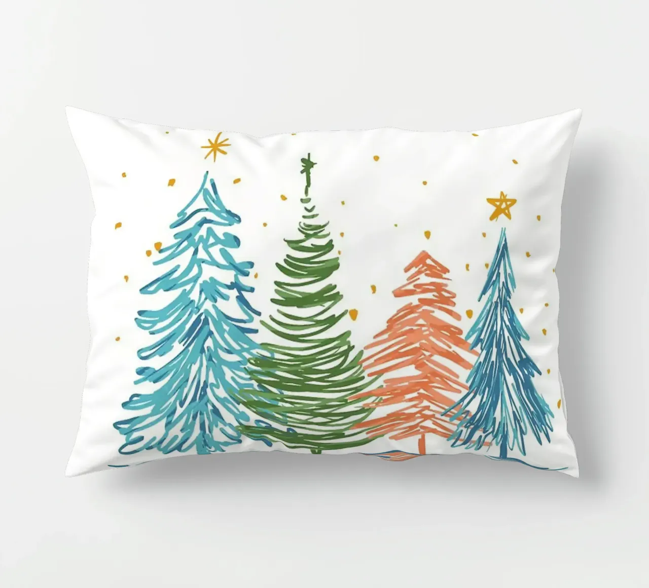Alberi di Natale disegnati a mano cuscino da Brandi N Huskey