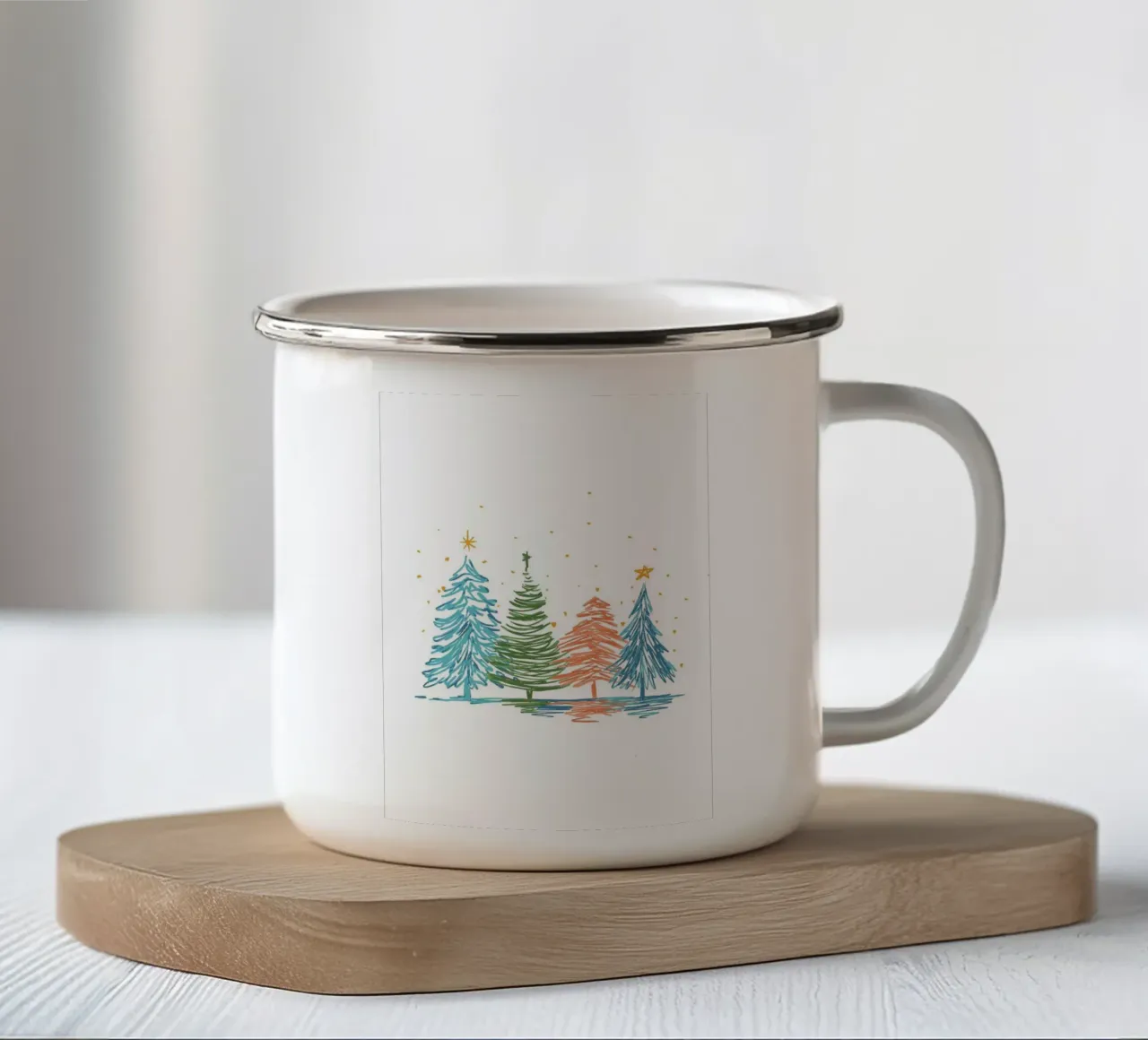 Alberi di Natale disegnati a mano tazza in smalto da Brandi N Huskey