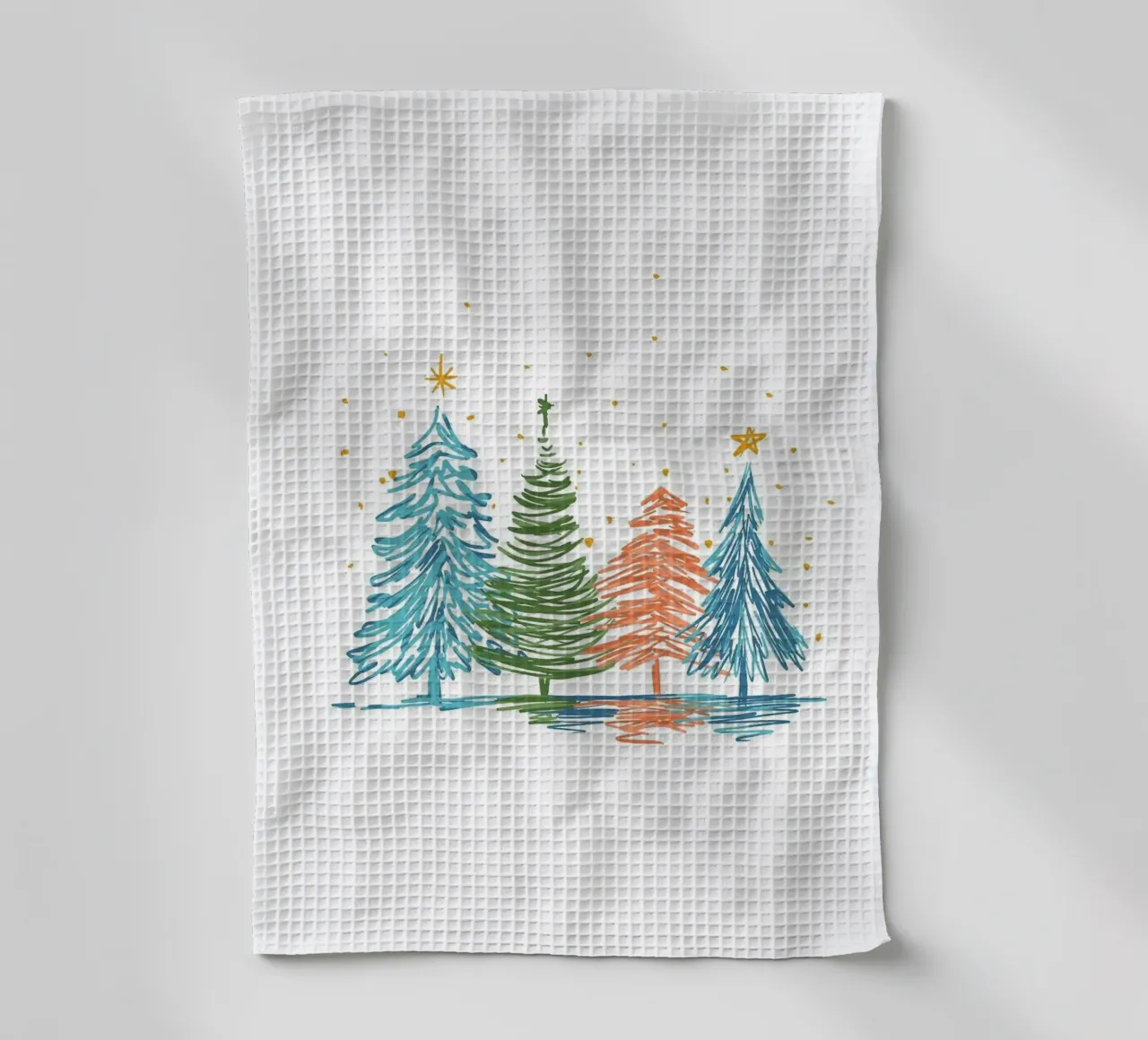 Arbres de Noël dessinés à la main torchon de Brandi N Huskey