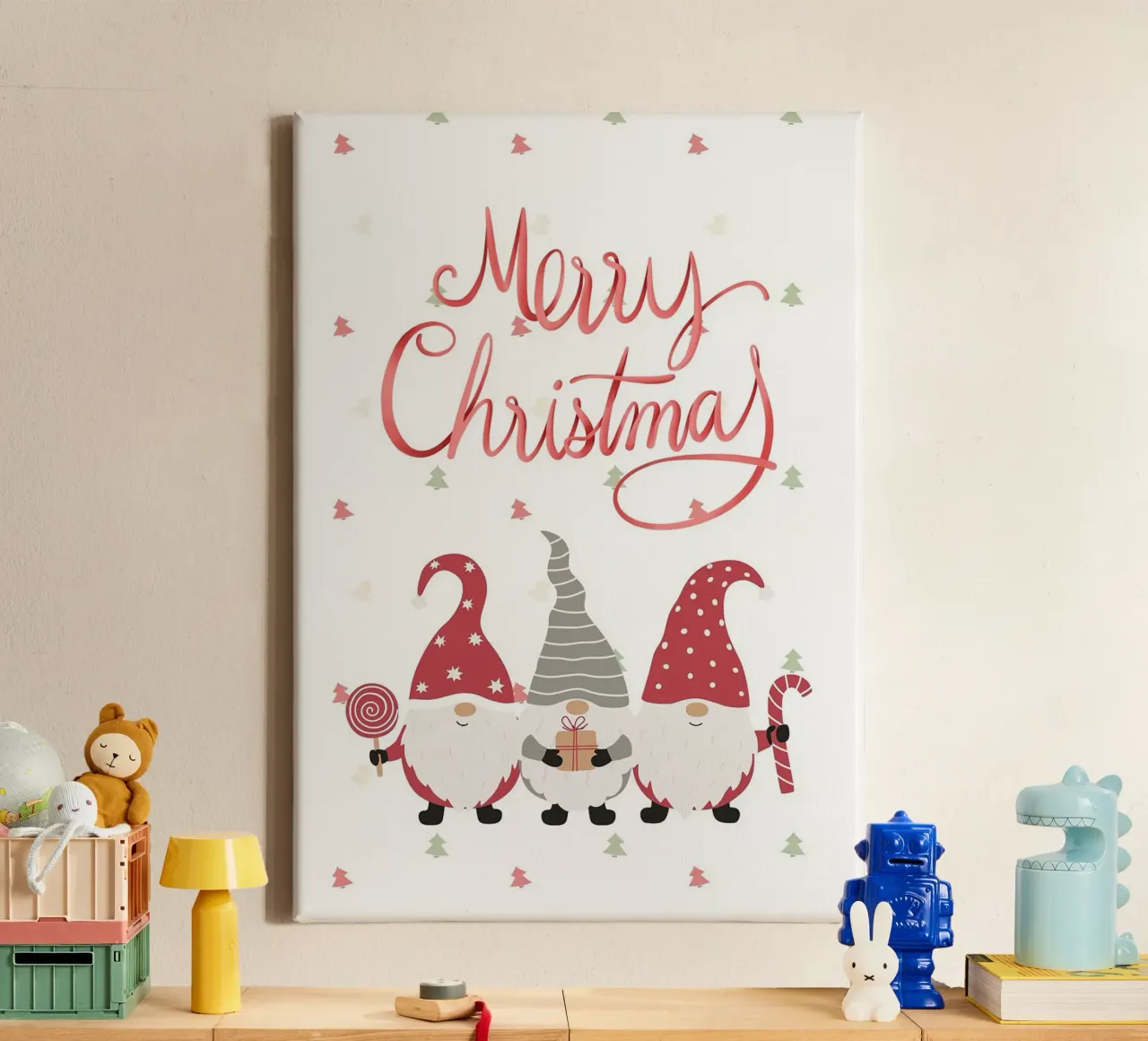 Merry Christmas Gnomes canvas by Brandi N Huskey